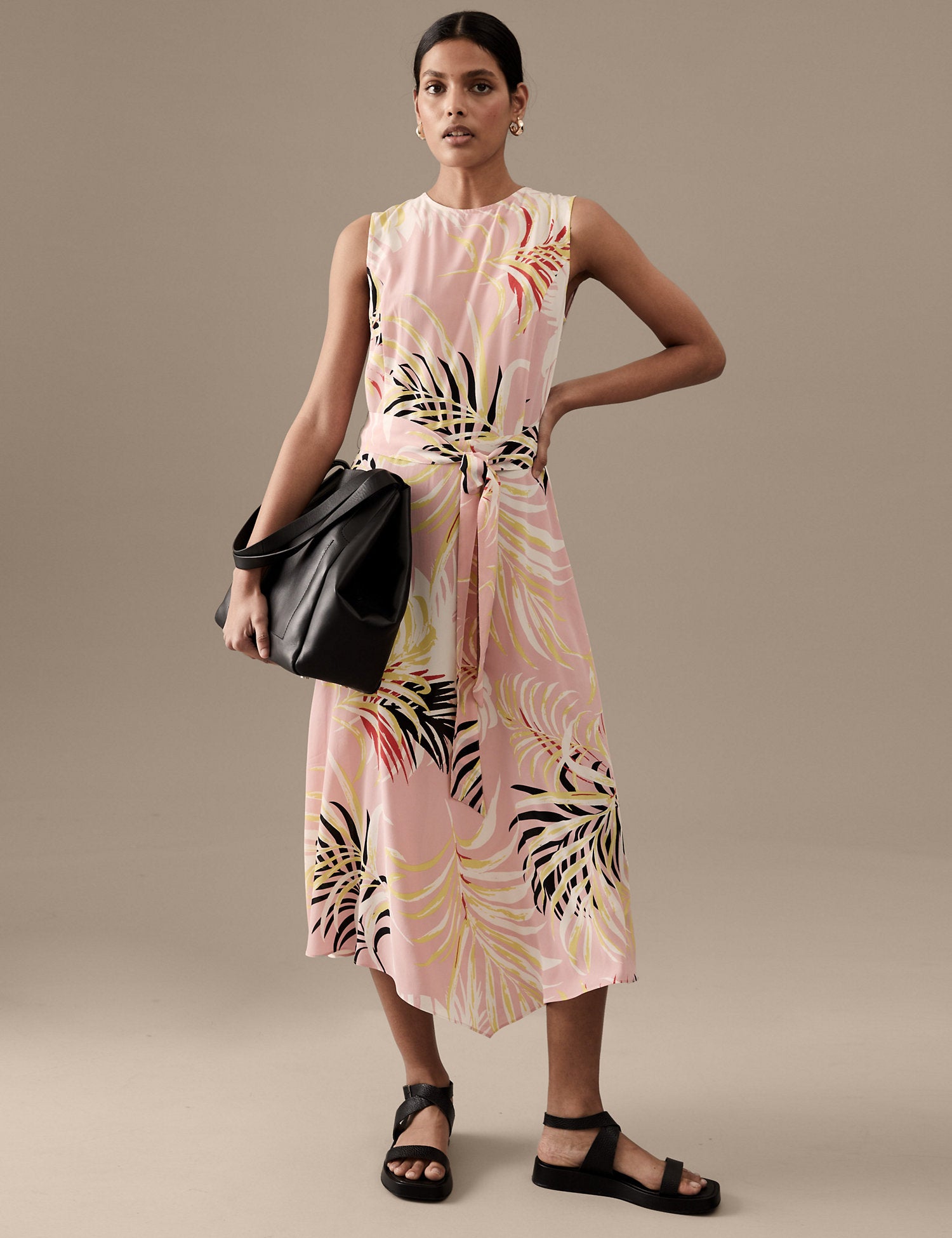 Pure Silk Printed Midi Shift Dress
