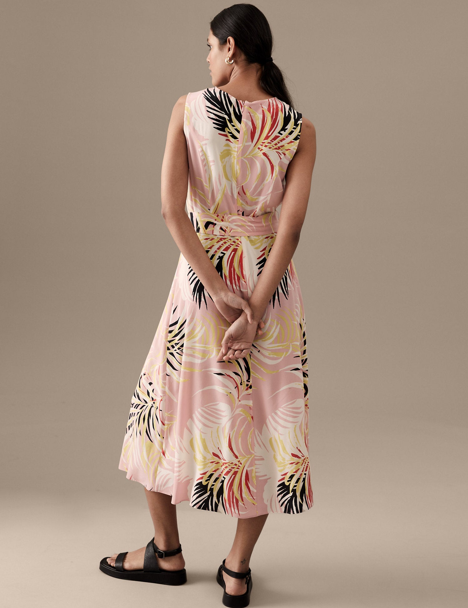 Pure Silk Printed Midi Shift Dress