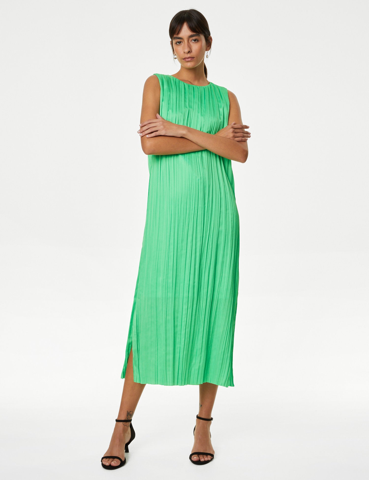 Plisse Midaxi Column Dress