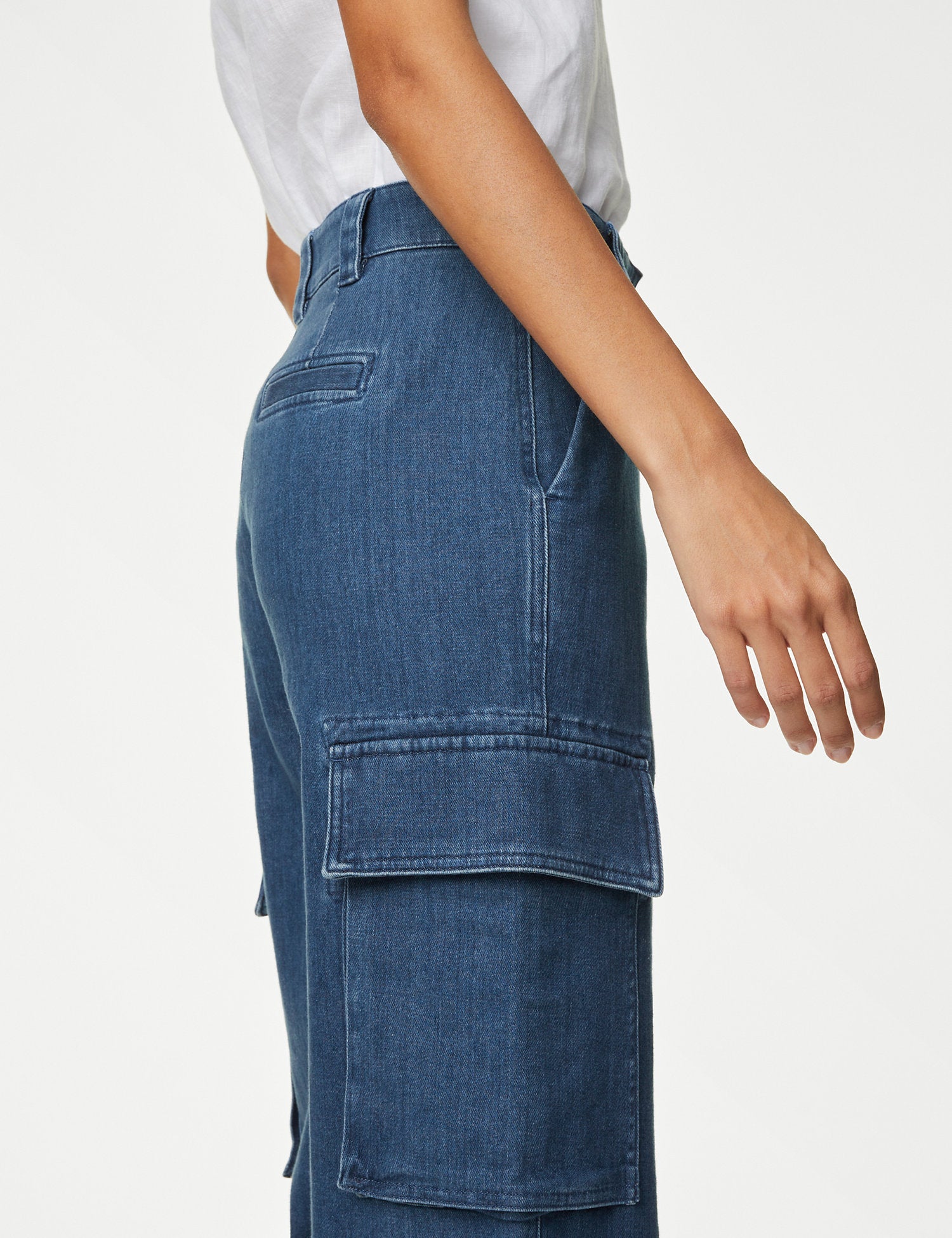 Italian Denim Cargo Straight Leg Jeans