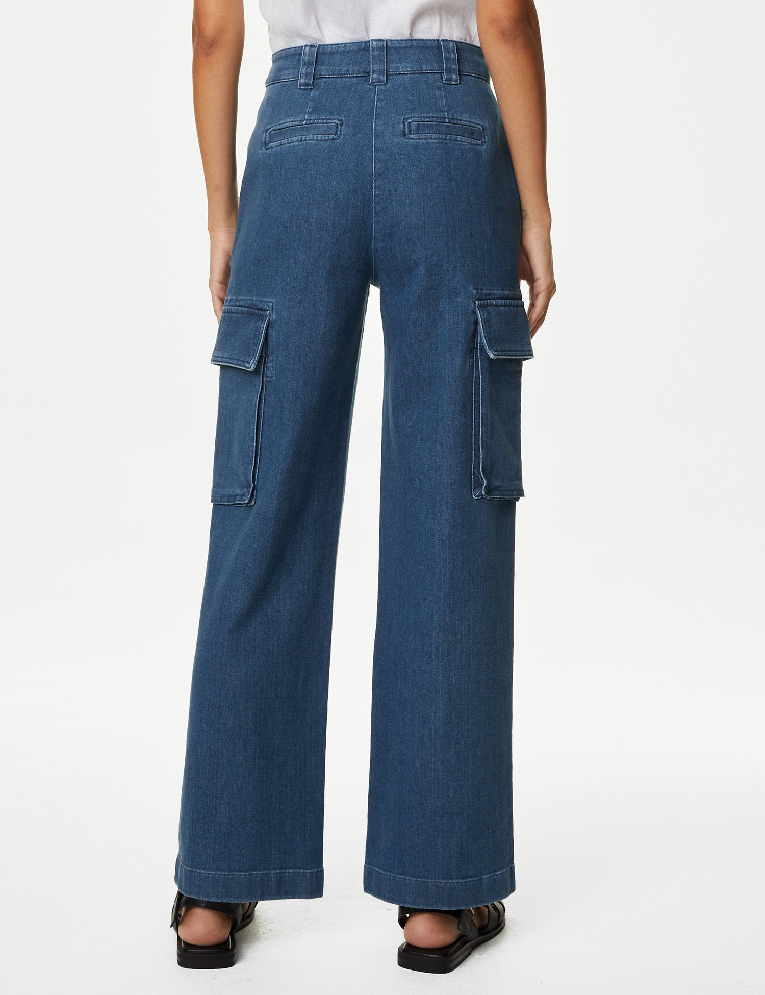 Italian Denim Cargo Straight Leg Jeans