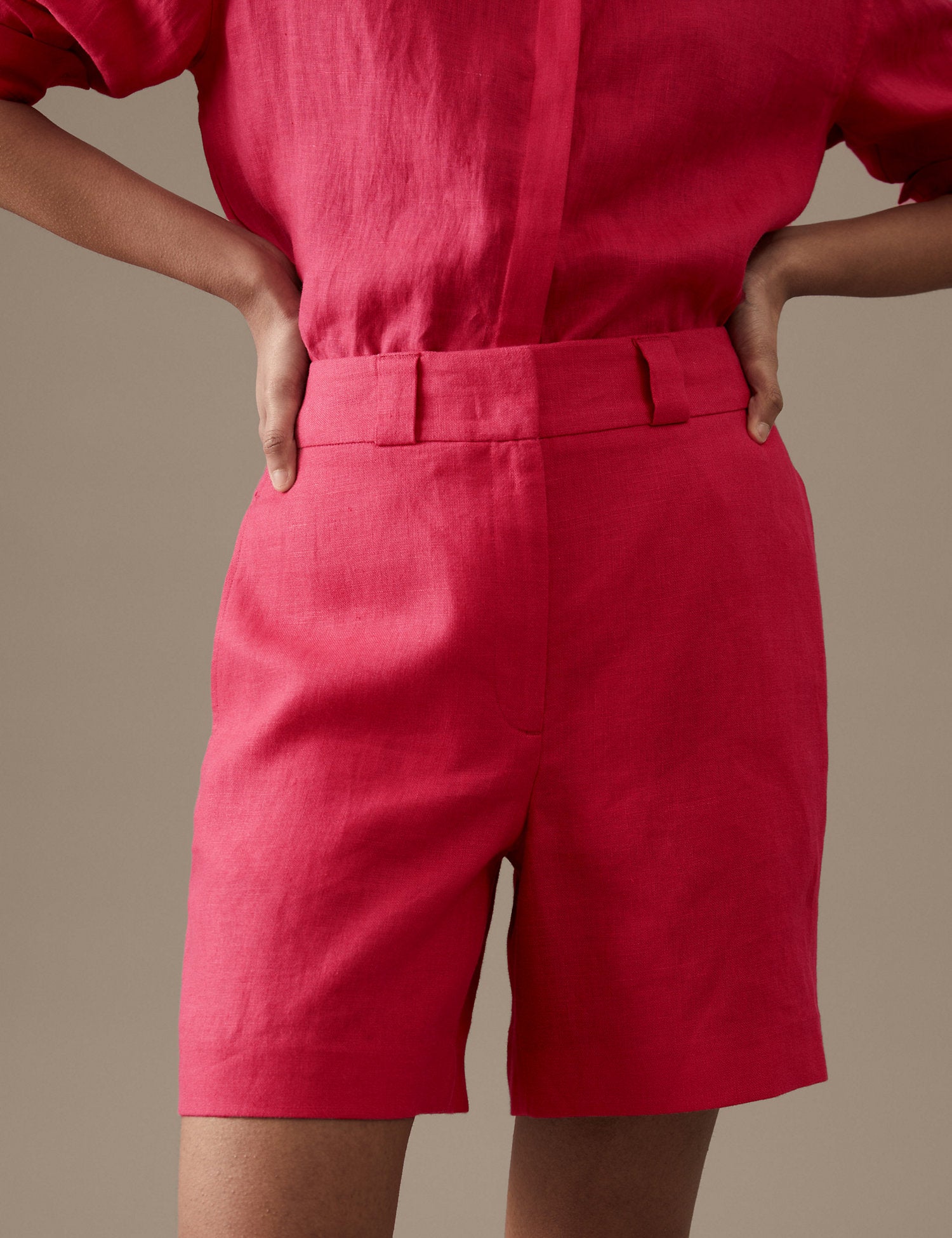 Pure Irish Linen High Waisted Shorts