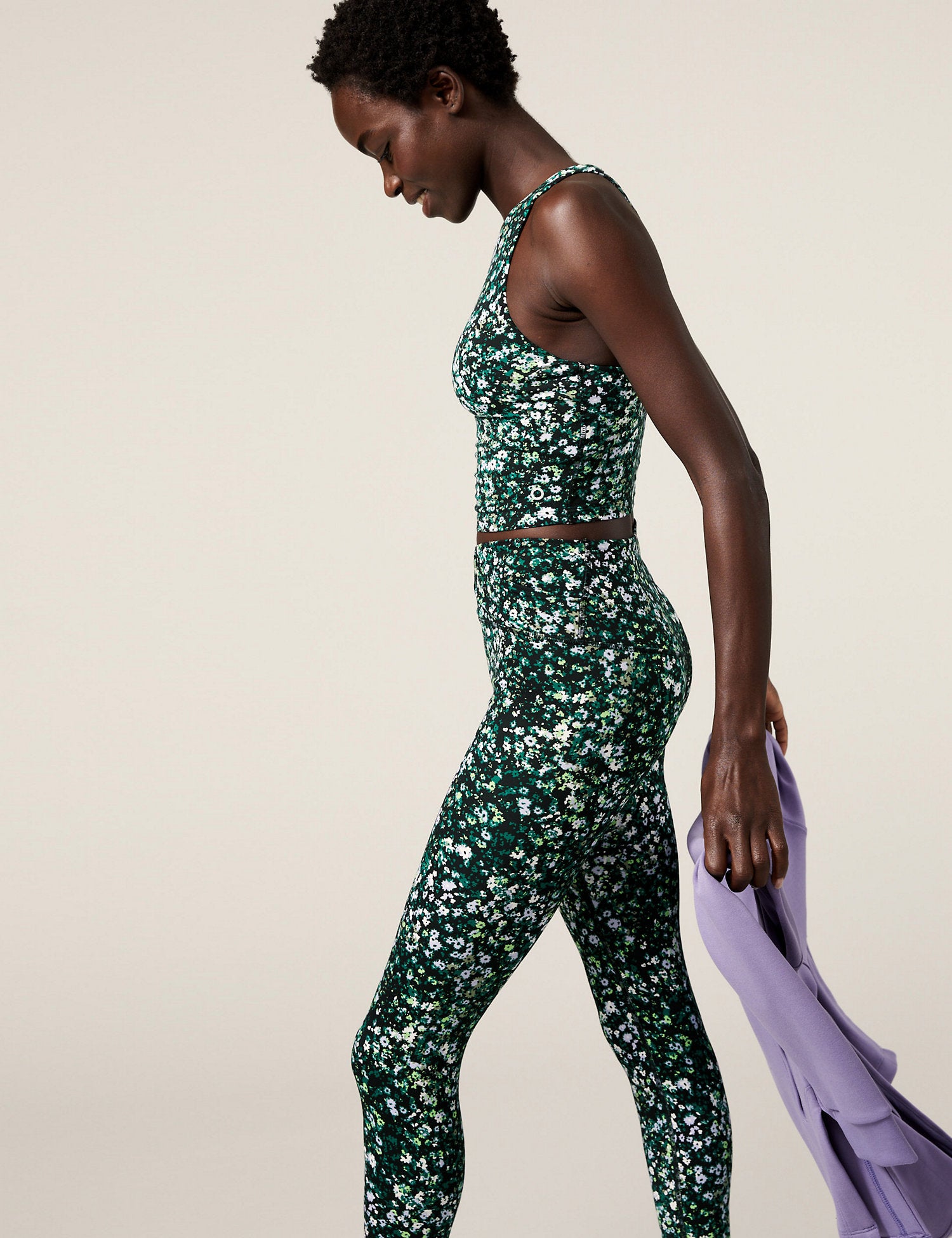 Printed High Neck Padded Yoga Crop Vest