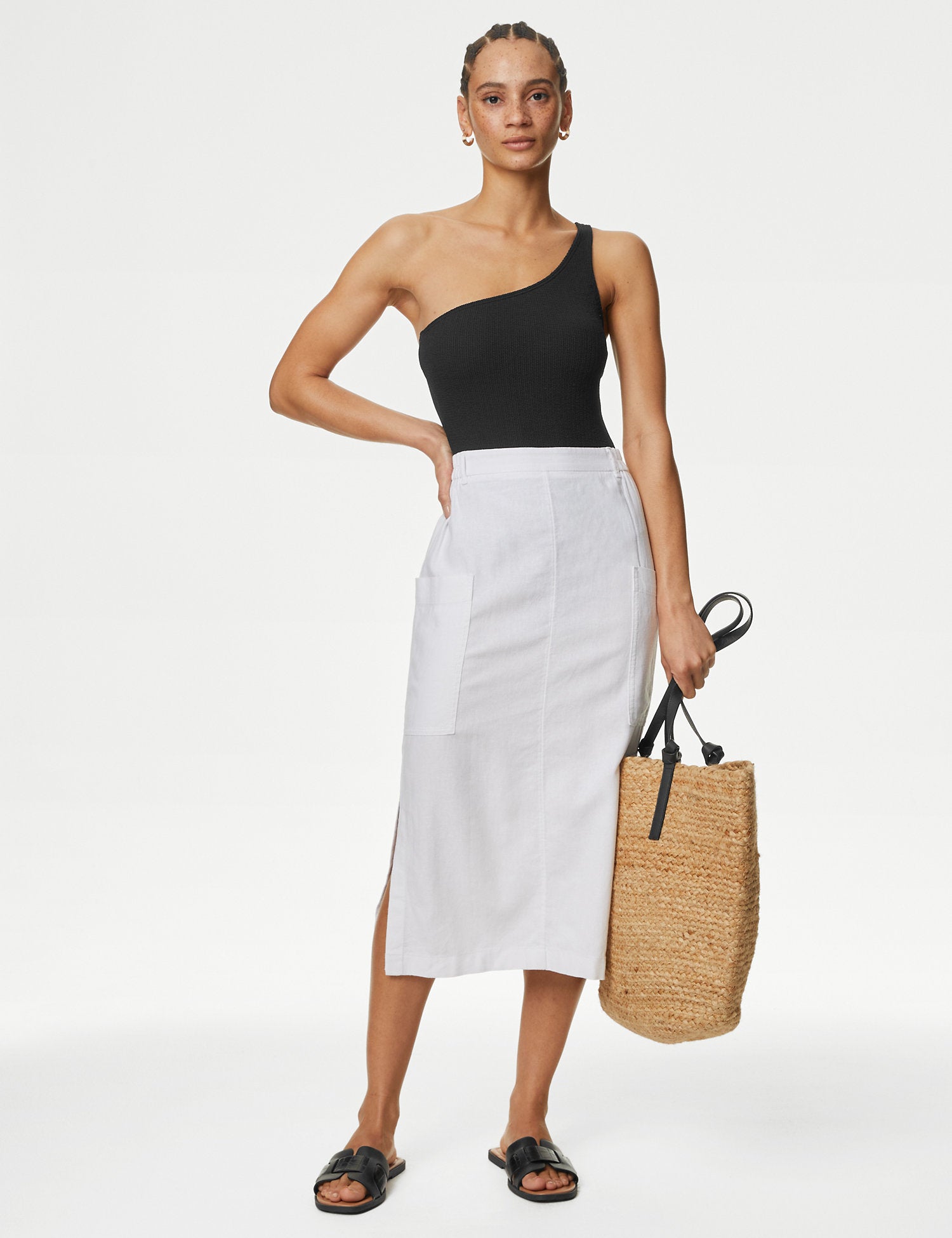 Textured One Shoulder Swimsuit