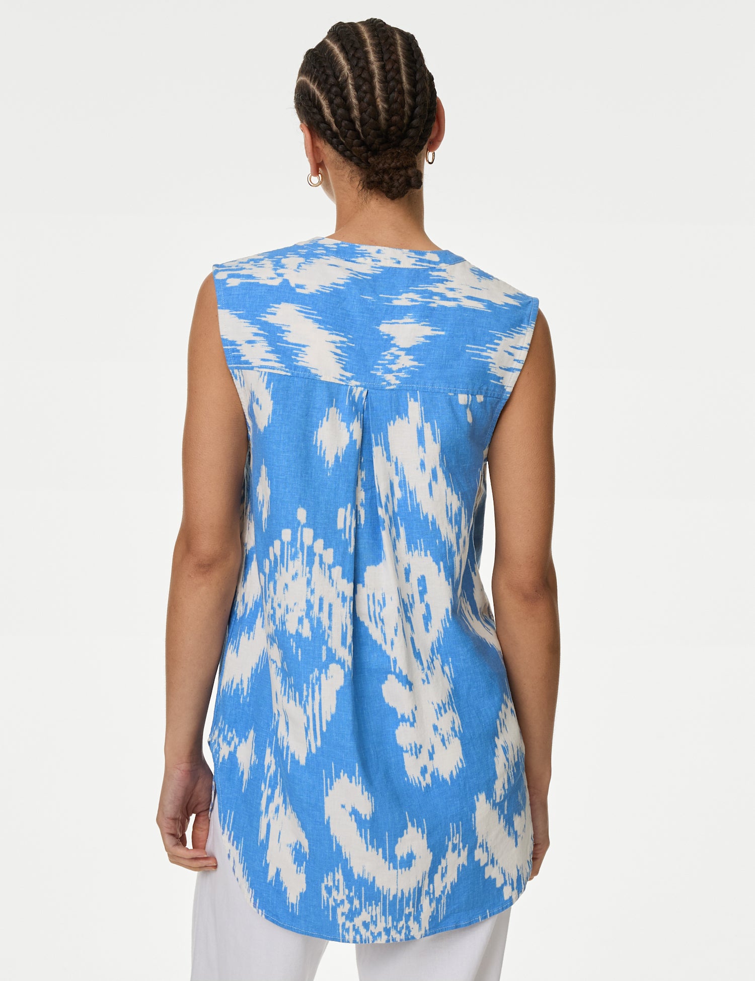Linen Rich Printed Button Through Shirt