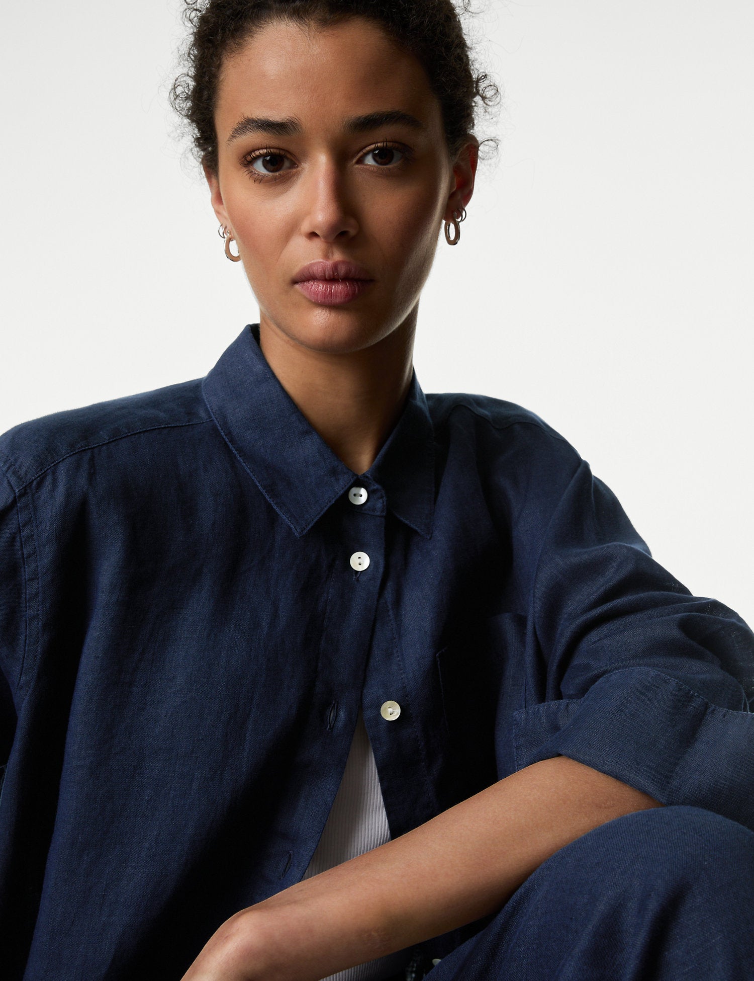 Pure Linen Relaxed Collared Shirt