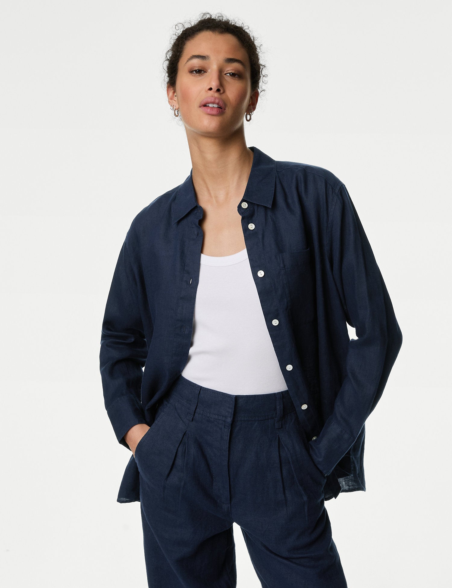 Pure Linen Relaxed Collared Shirt