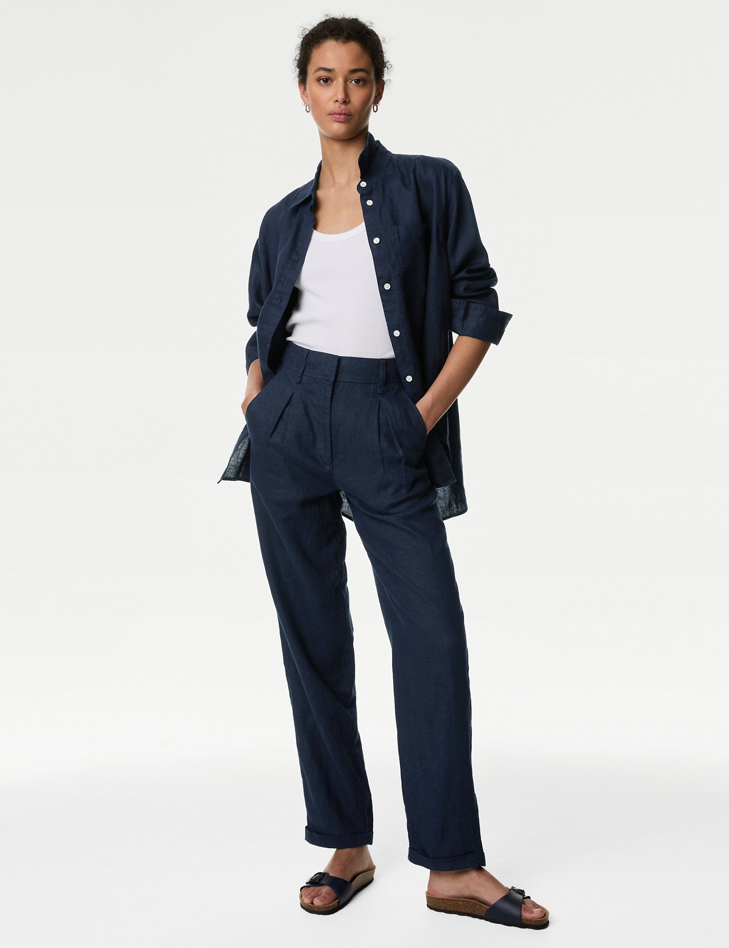 Pure Linen Relaxed Collared Shirt