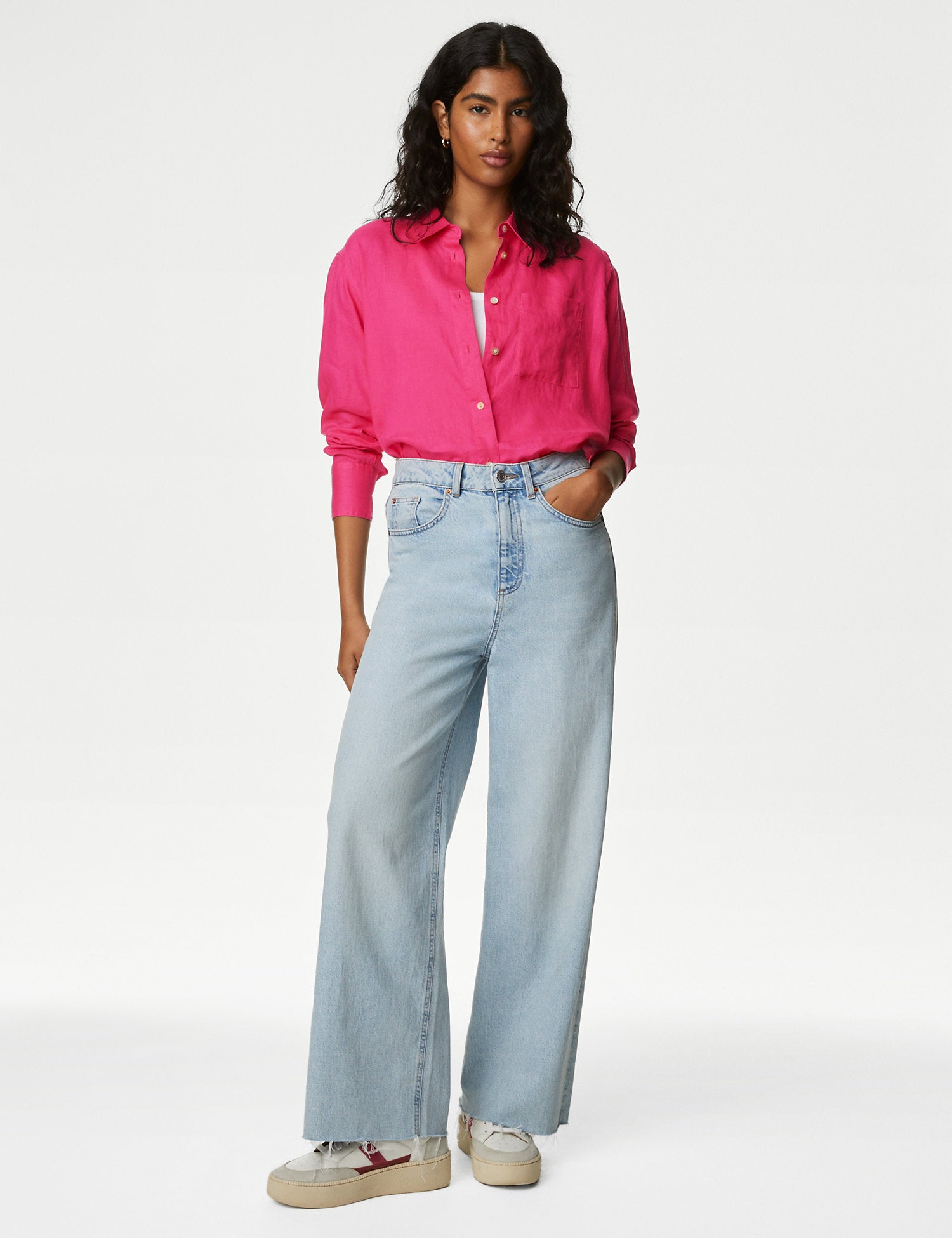 Pure Linen Relaxed Collared Shirt