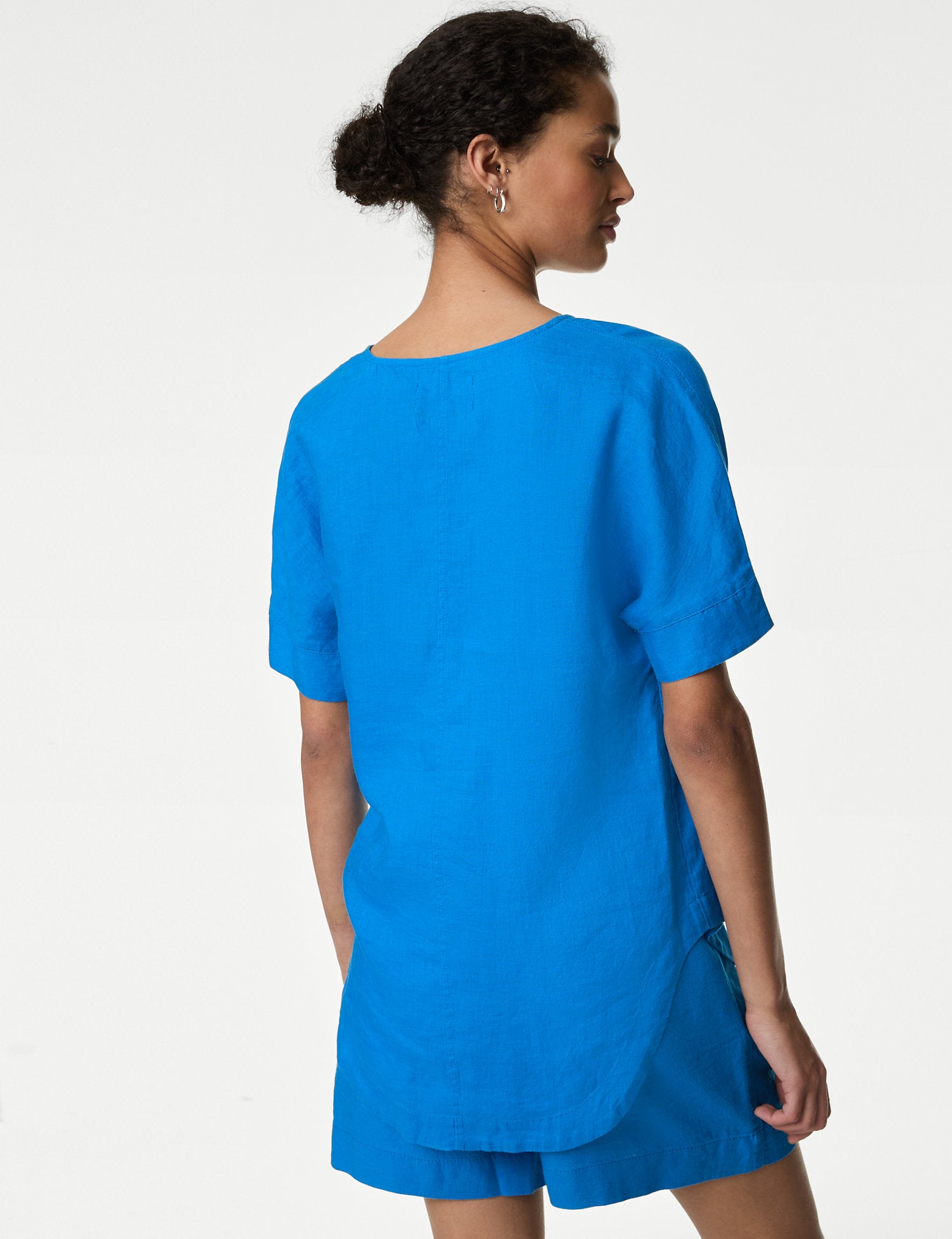 Pure Linen V-Neck Popover Blouse