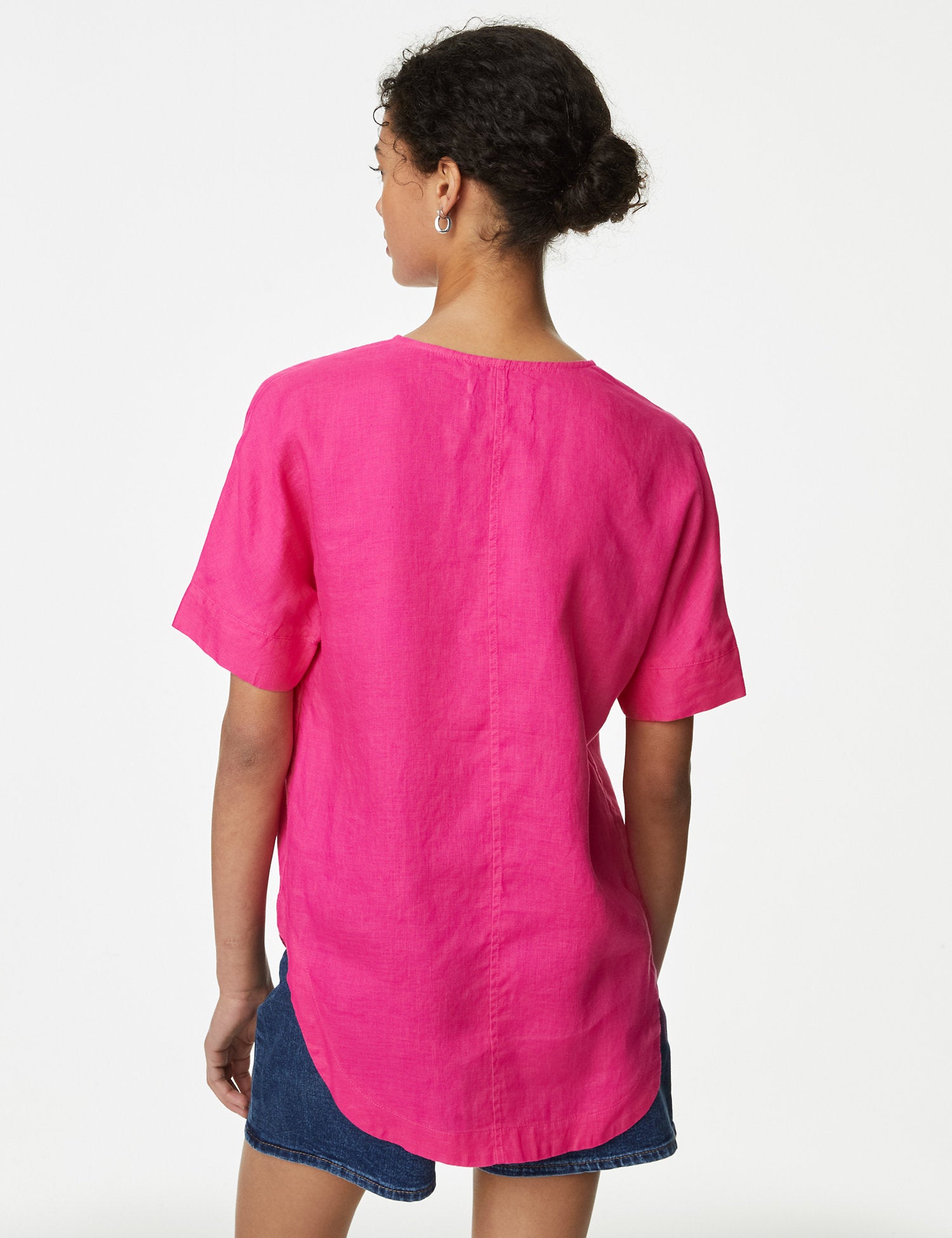 Pure Linen V-Neck Popover Blouse