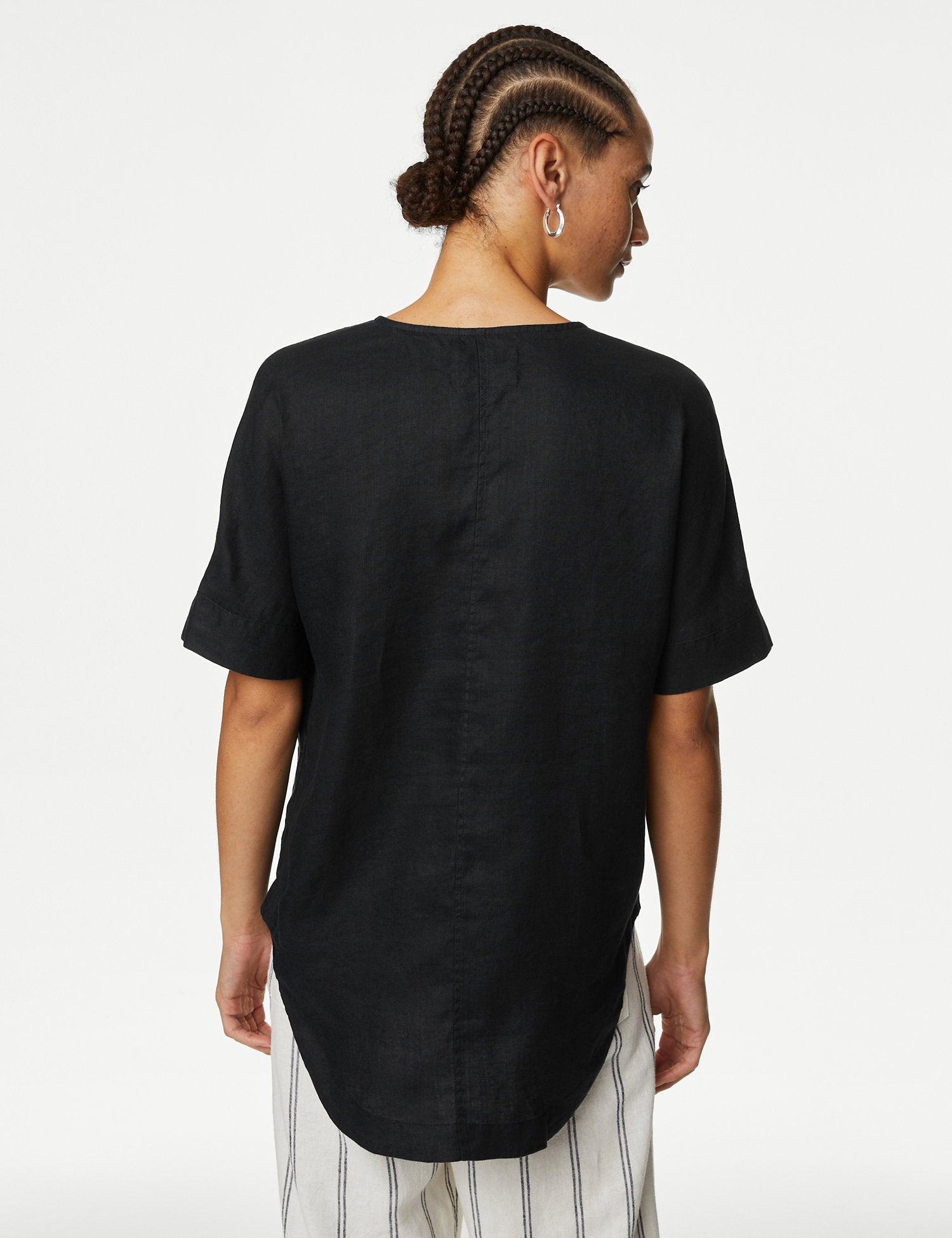 Pure Linen V-Neck Popover Blouse
