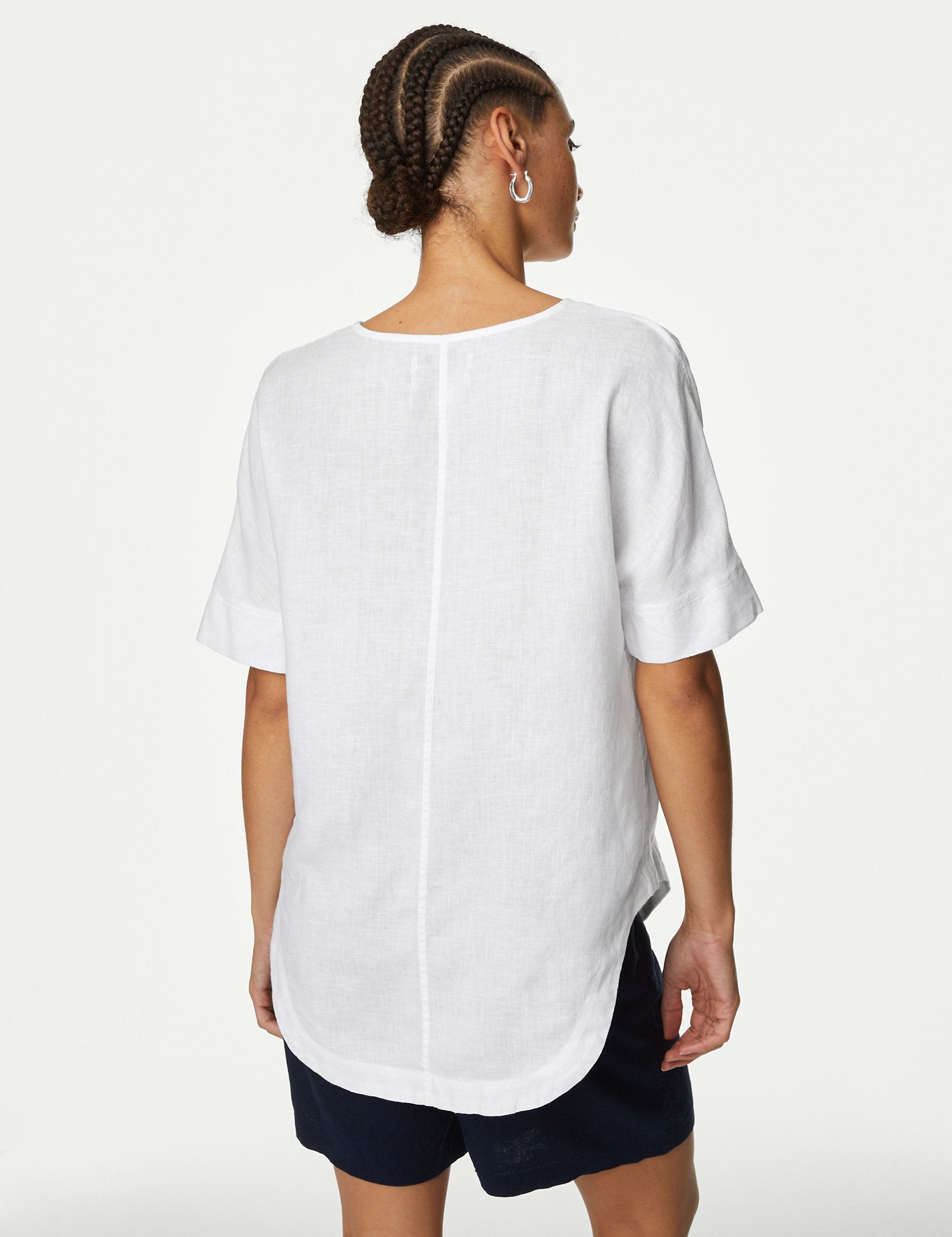 Pure Linen V-Neck Popover Blouse