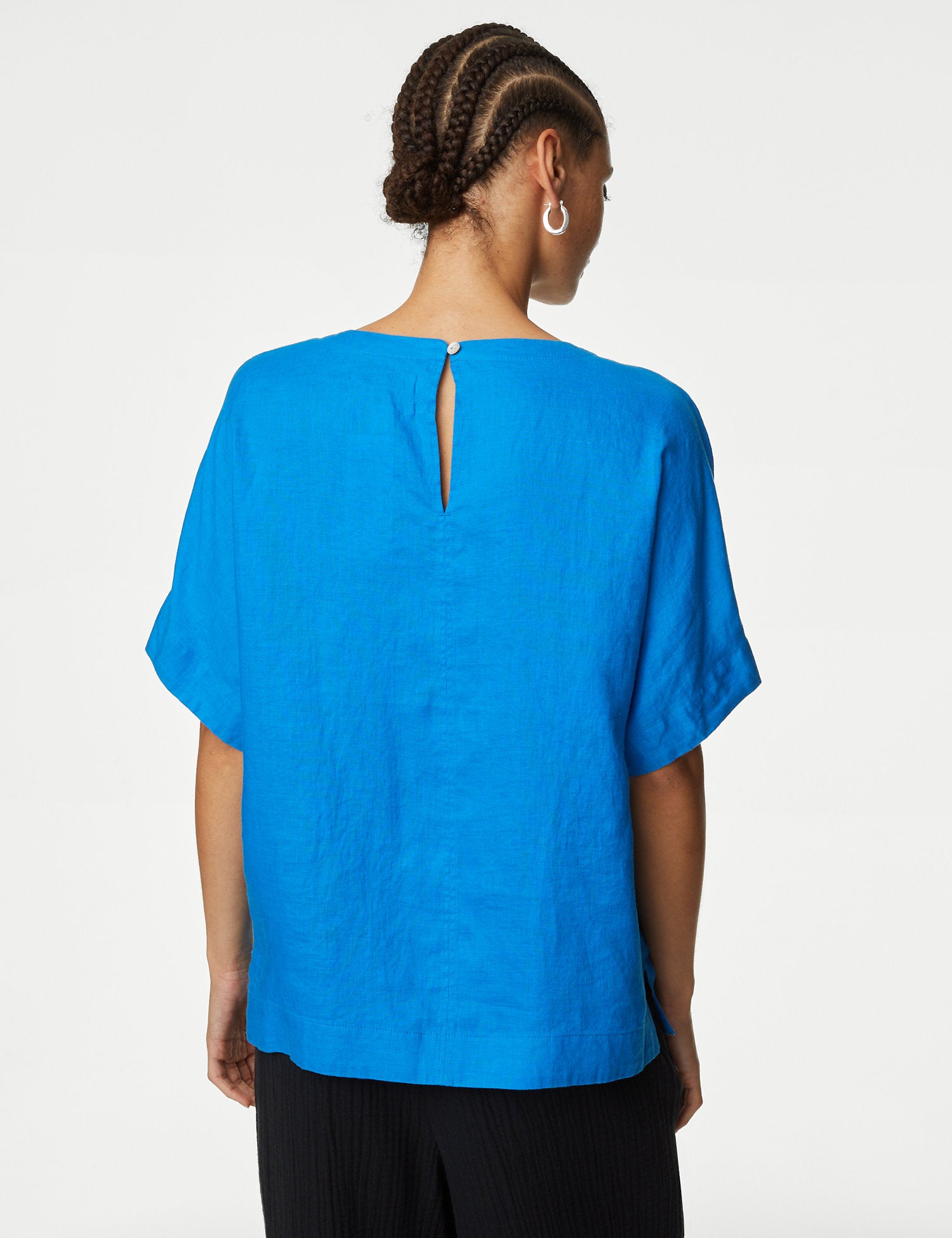 Pure Linen Round Neck Relaxed Blouse
