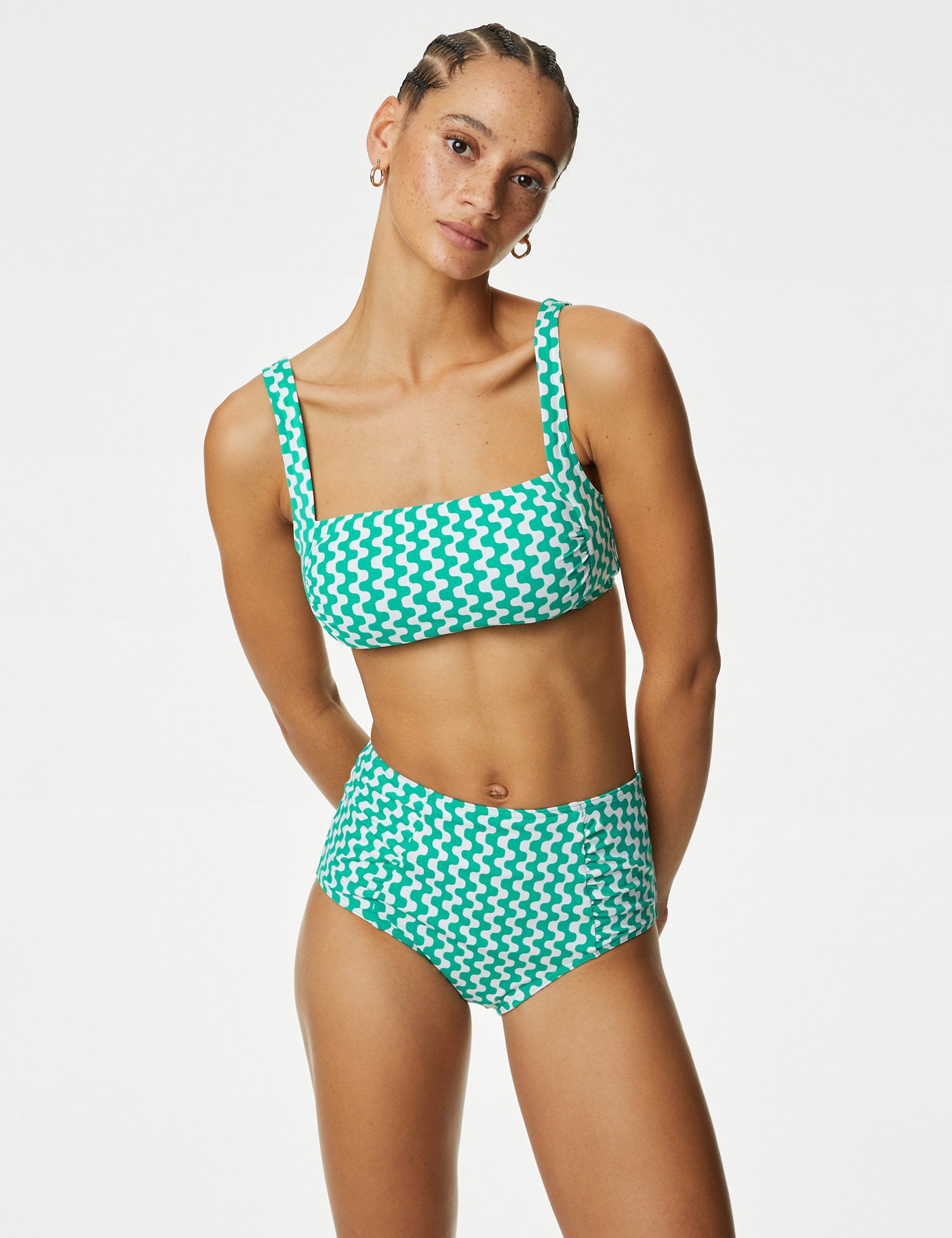 Printed Padded Square Neck Bikini Top