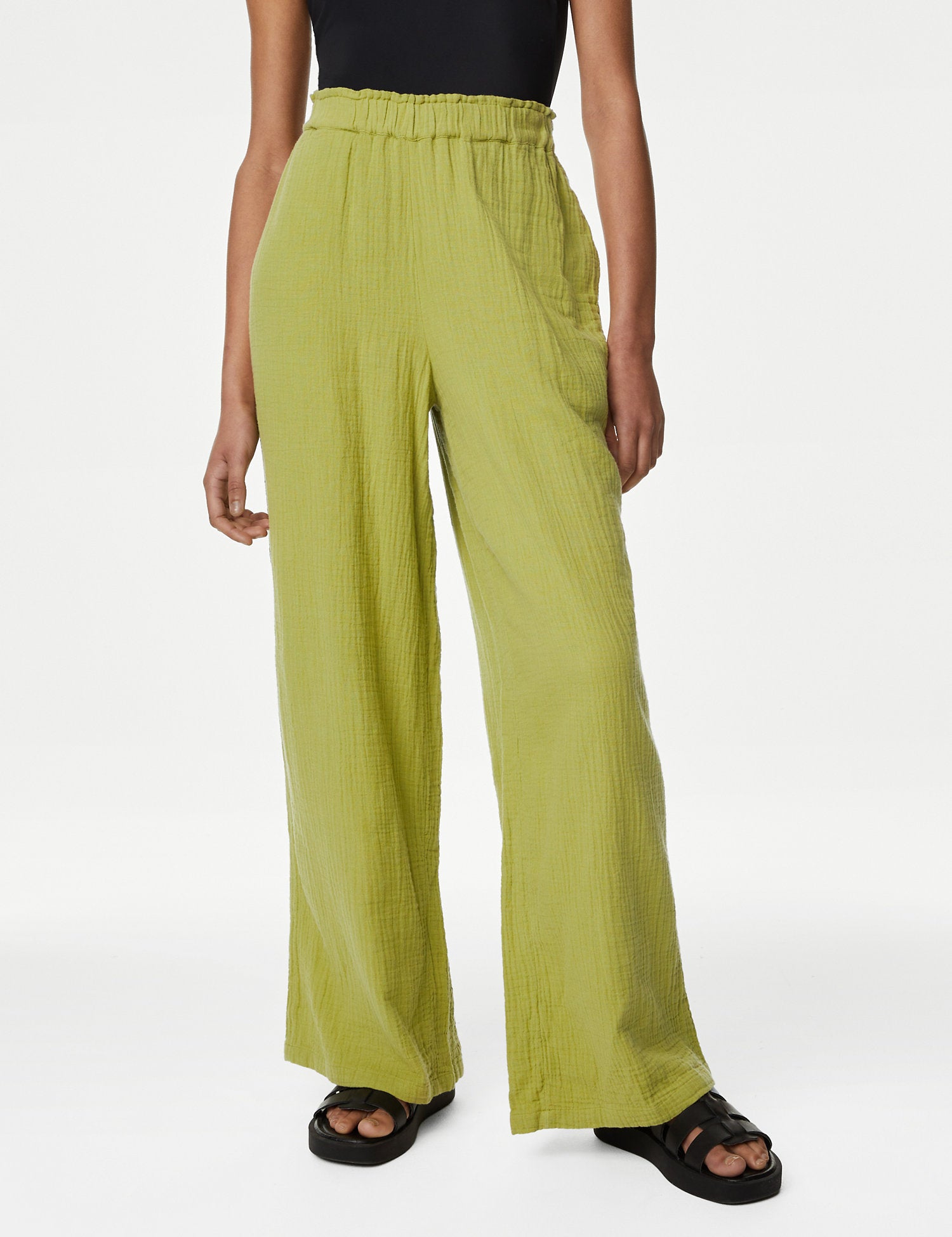 Pure Cotton Wide Leg Trousers