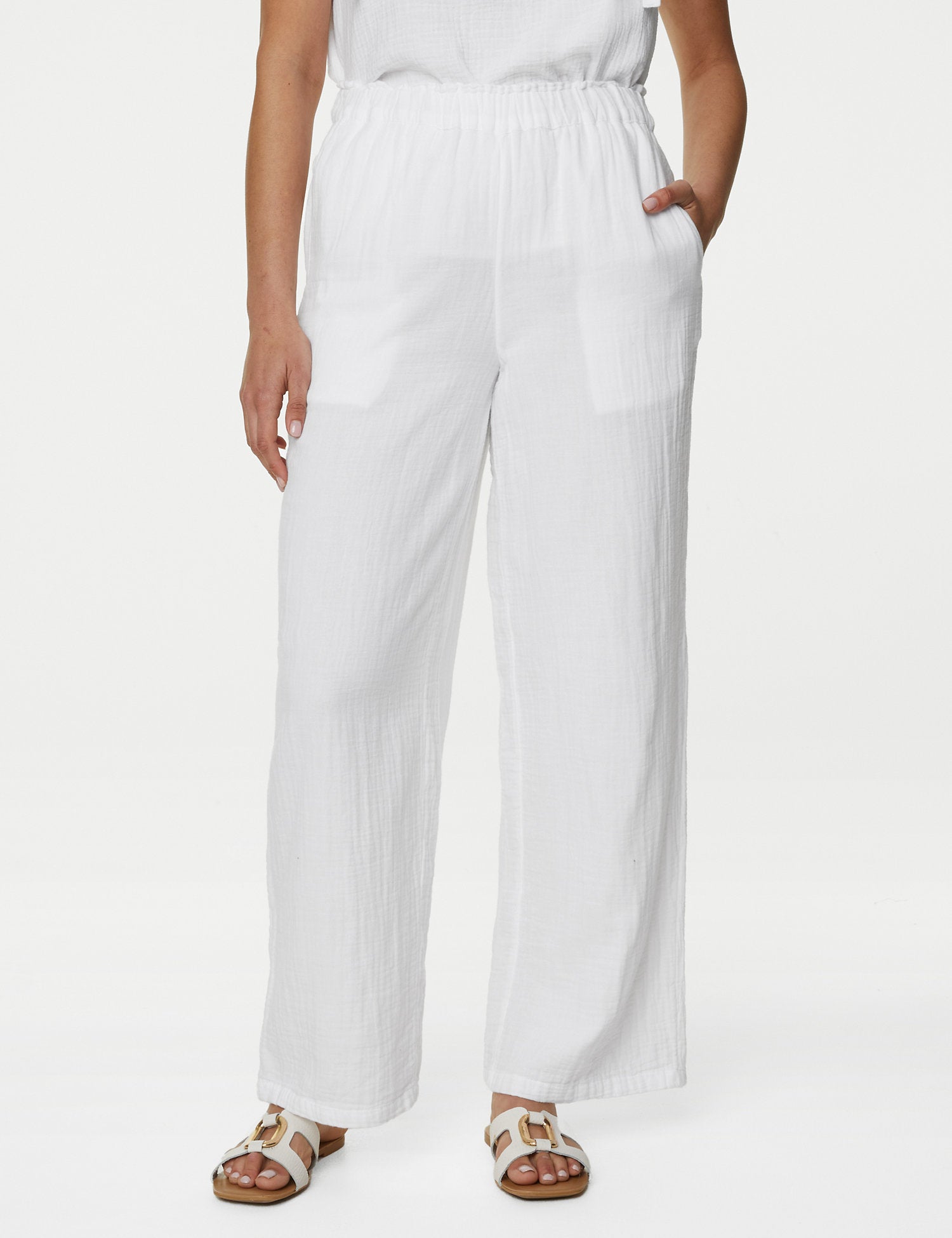 Pure Cotton Wide Leg Trousers