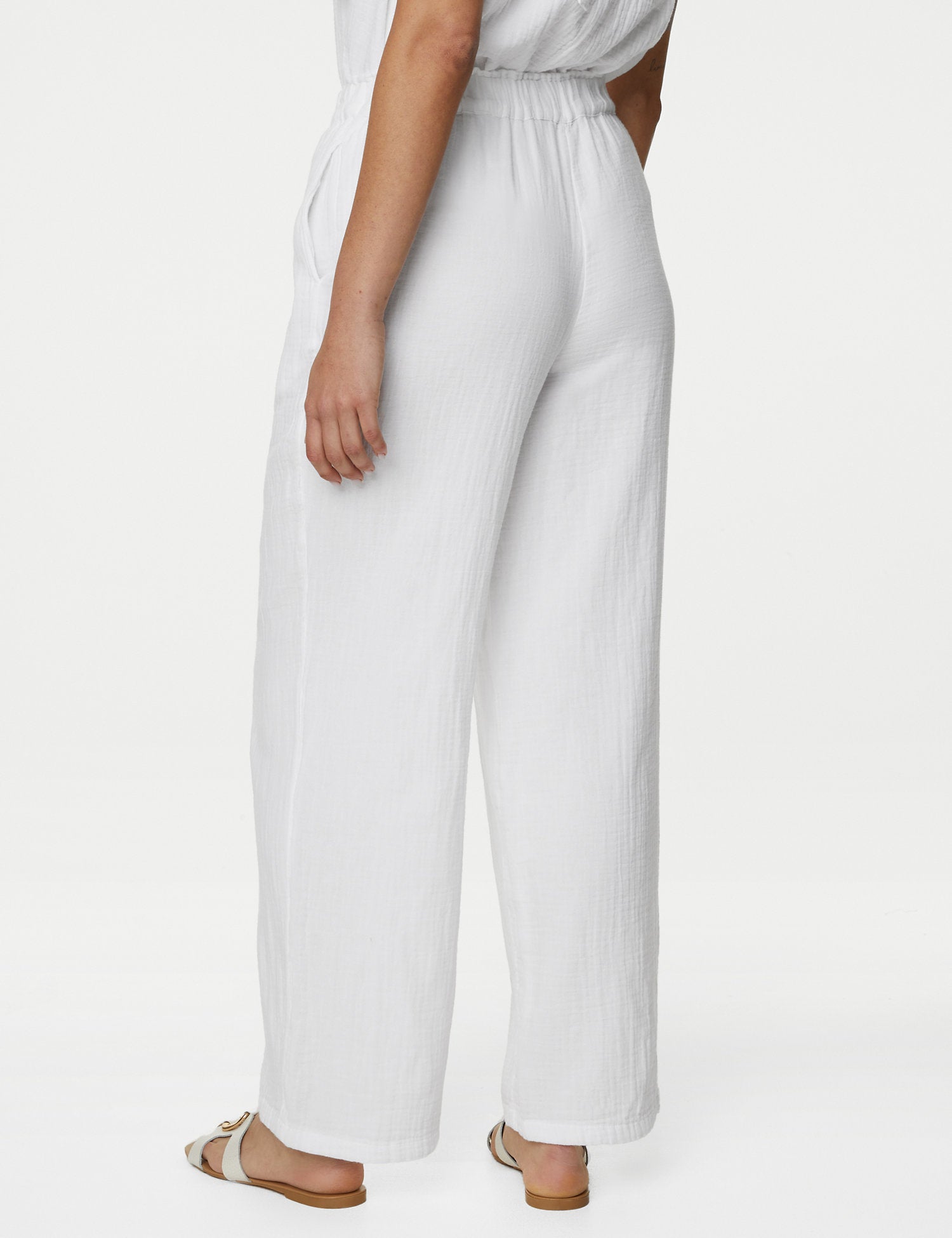 Pure Cotton Wide Leg Trousers