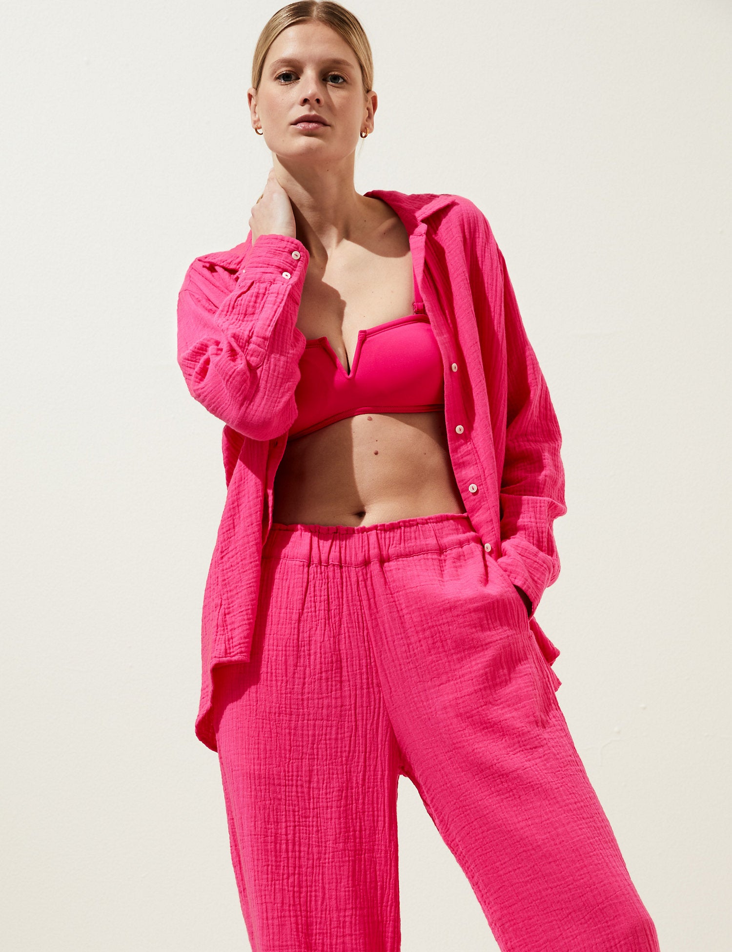 Pure Cotton Textured Beach Shirt
