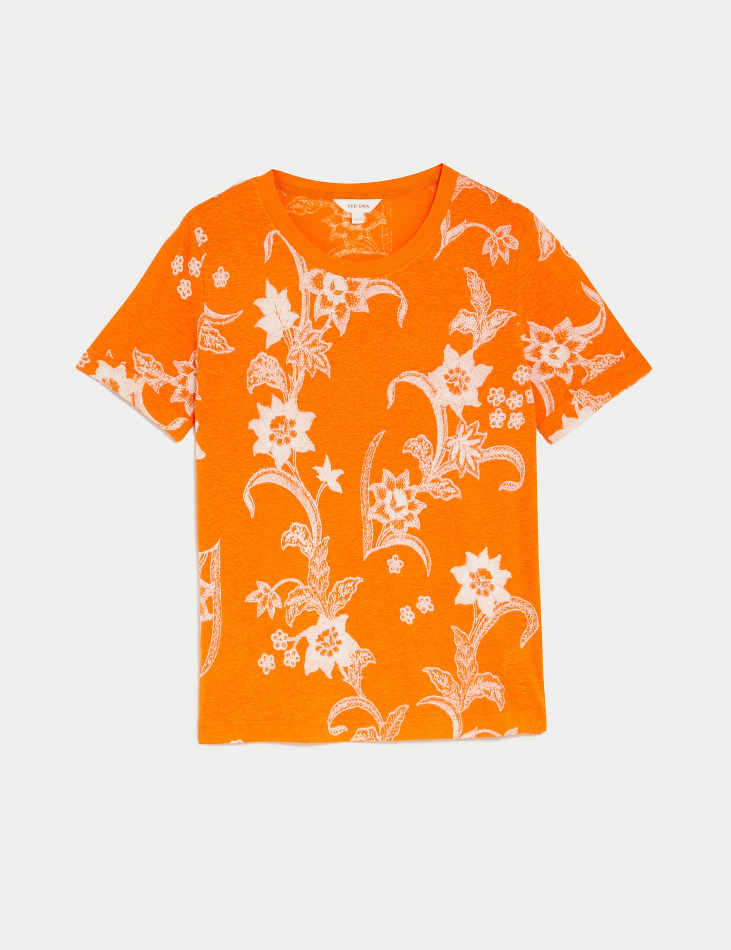 Linen Blend Geometric Short Sleeve T-Shirt