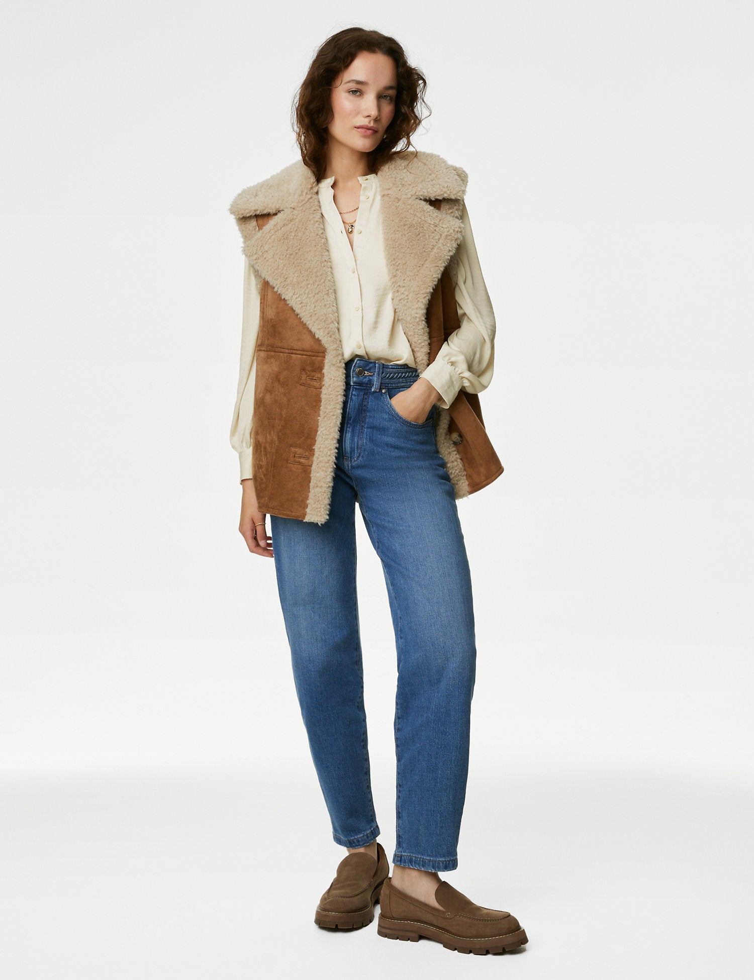 Satin Collarless Blouse