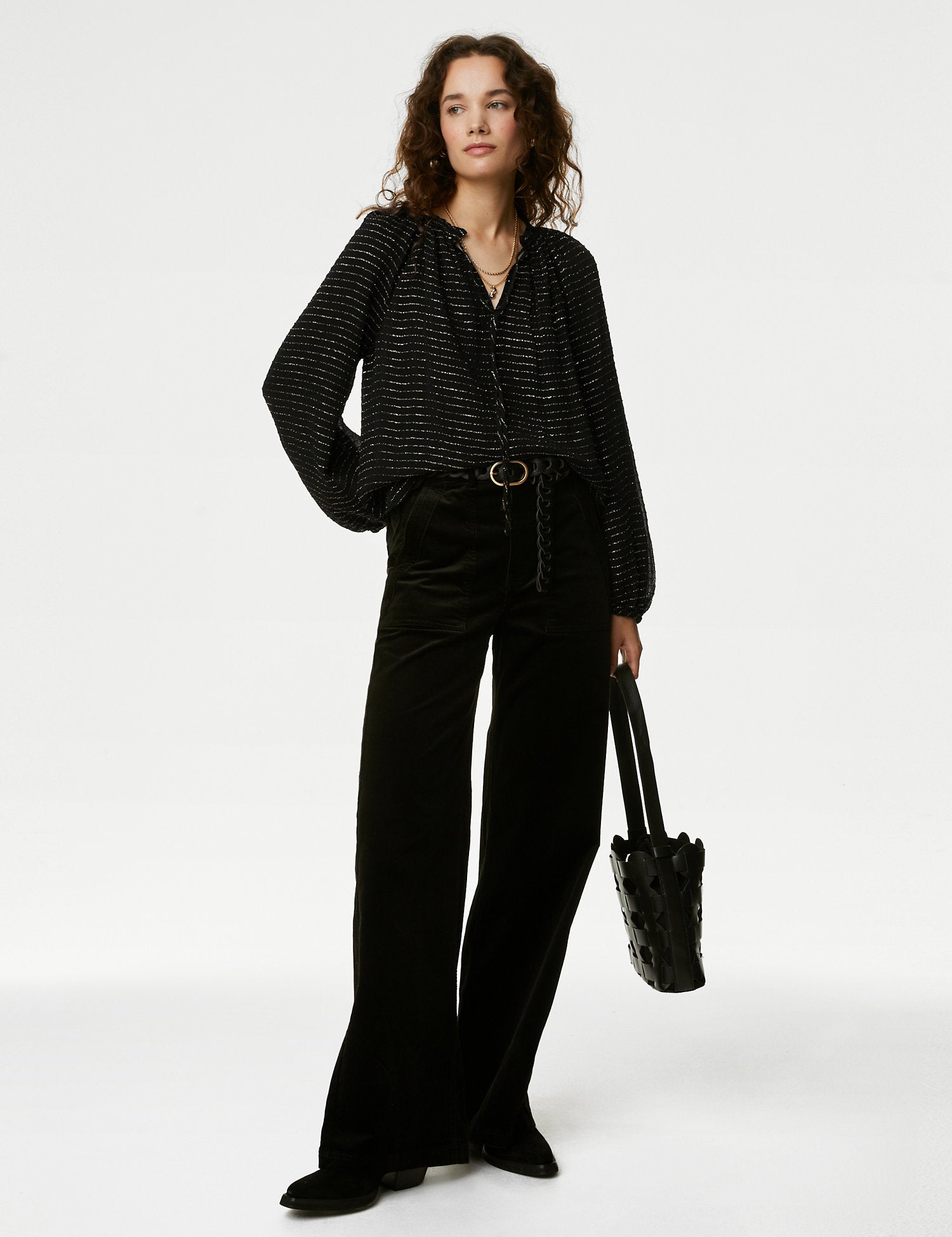 Sparkly Tie Neck Blouse