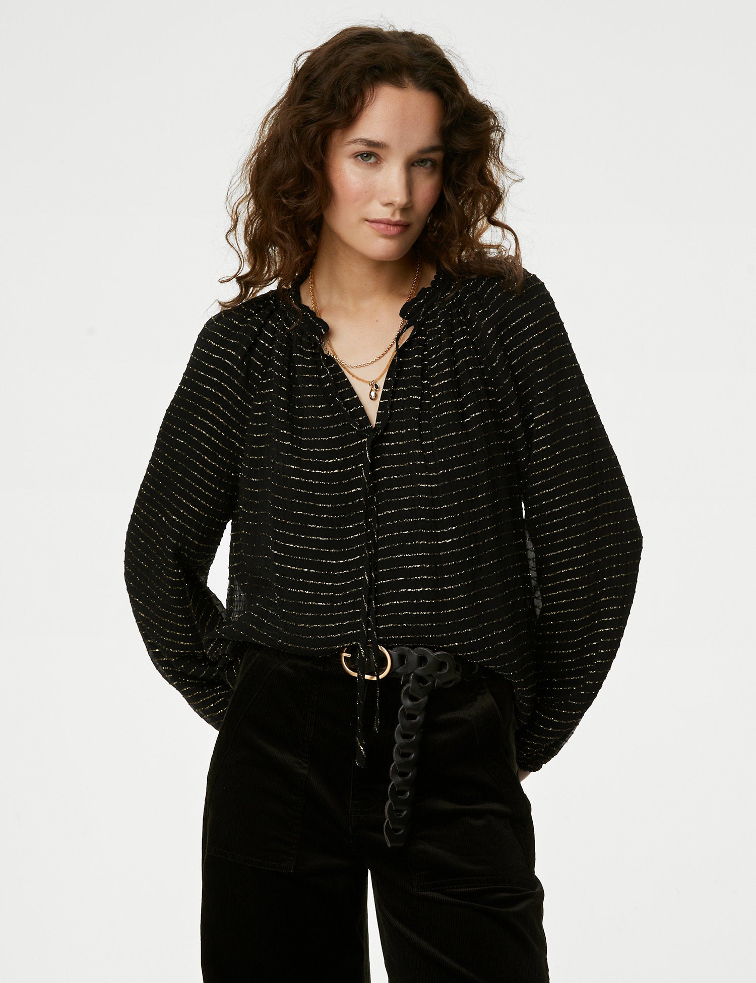 Sparkly Tie Neck Blouse