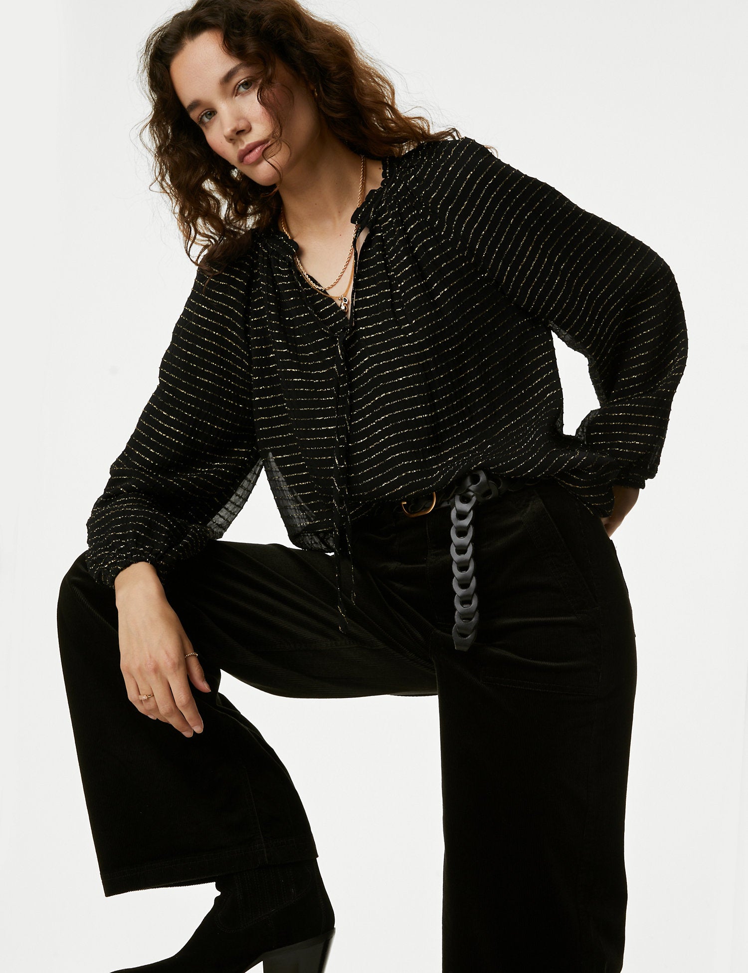 Sparkly Tie Neck Blouse