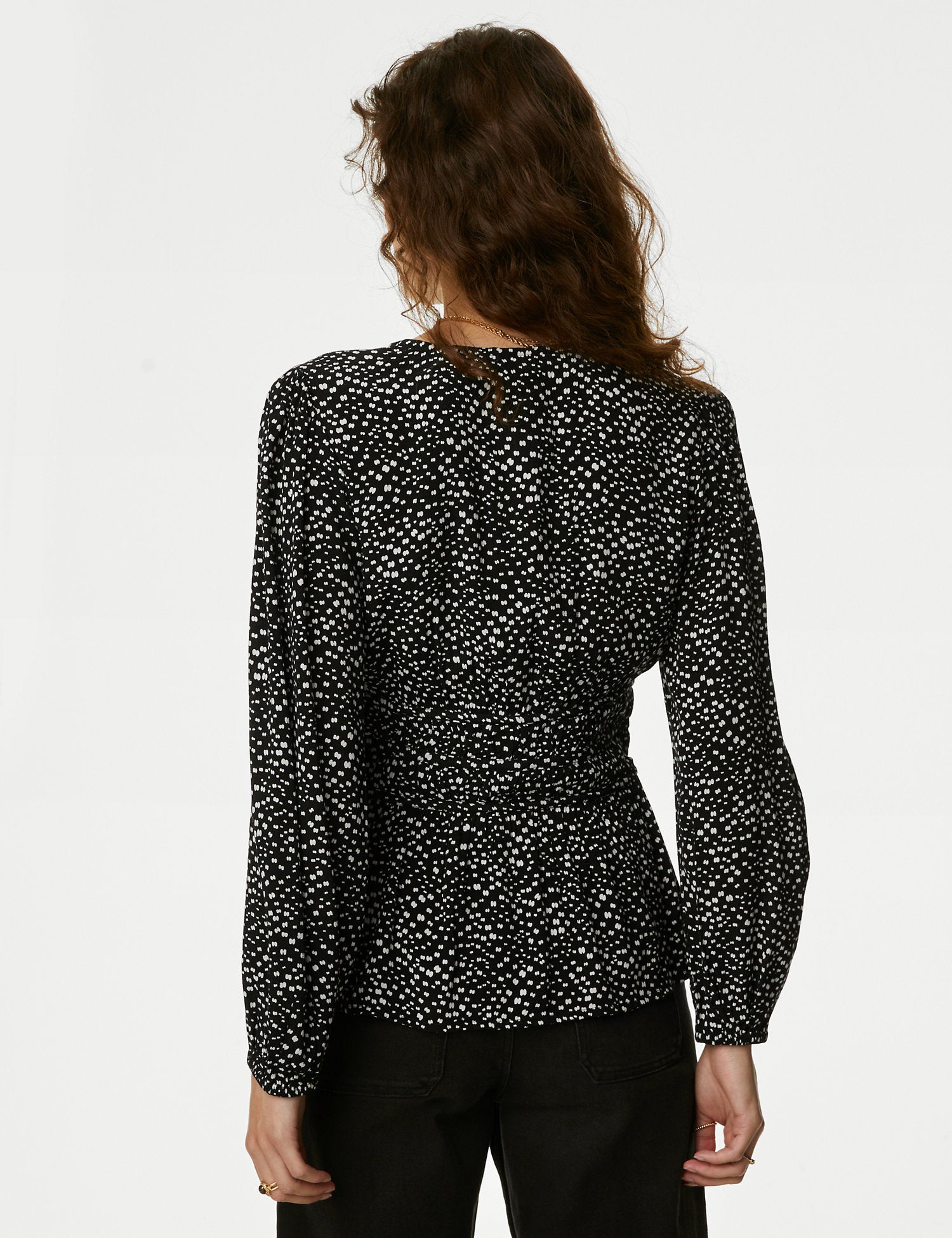 Printed Button Through Waisted Blouse