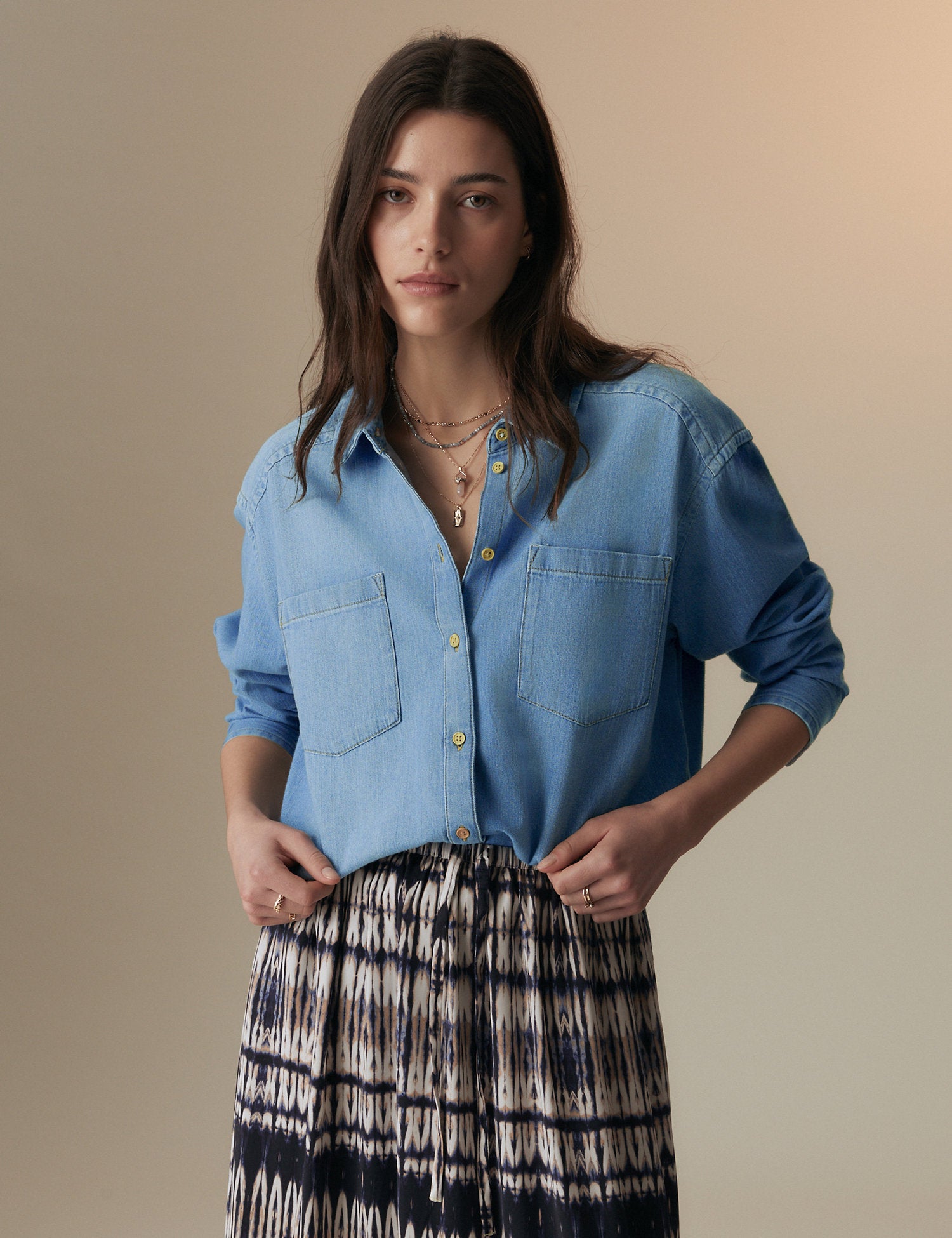 Denim Collared Relaxed Shirt