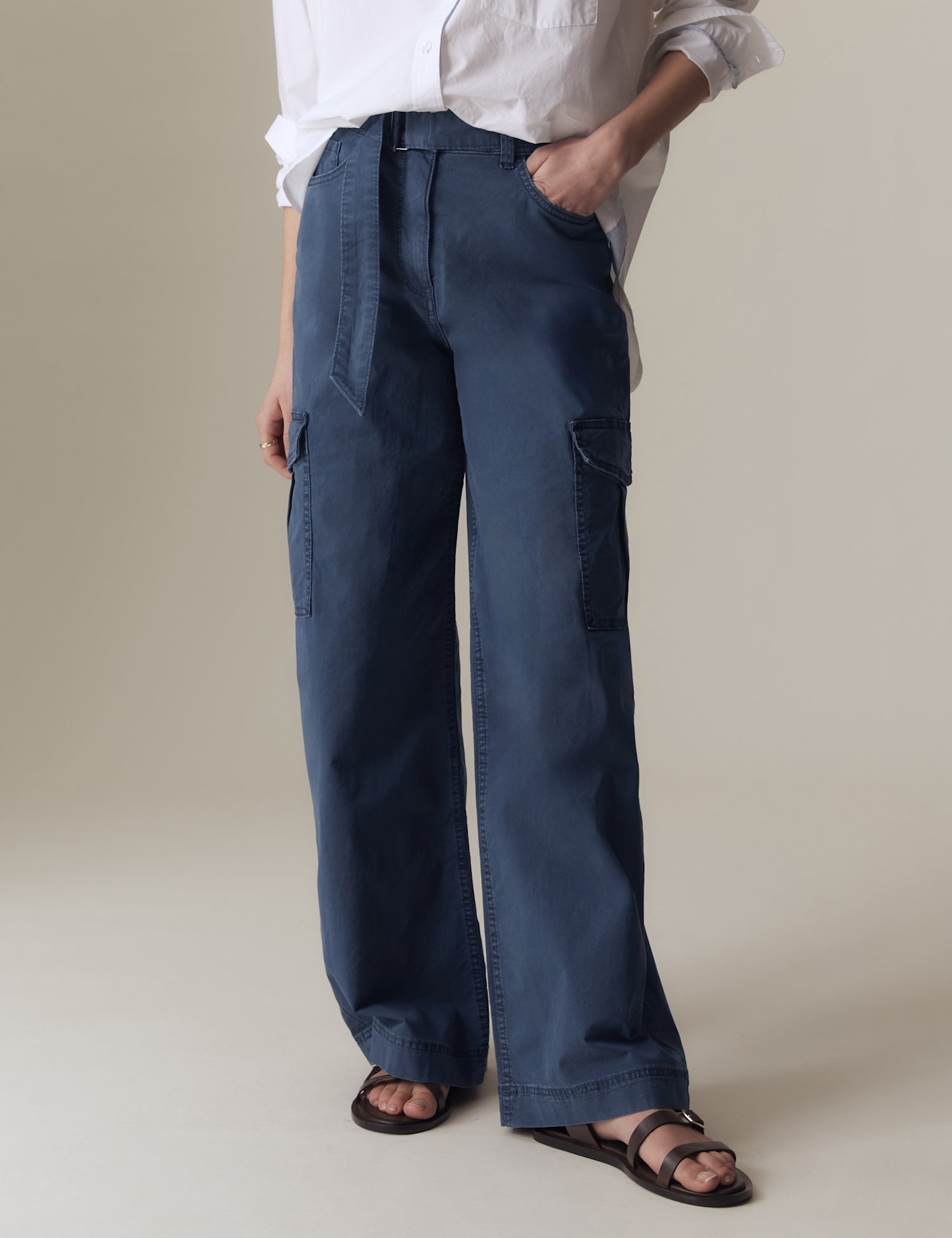 Cotton Rich Cargo Wide Leg Trousers