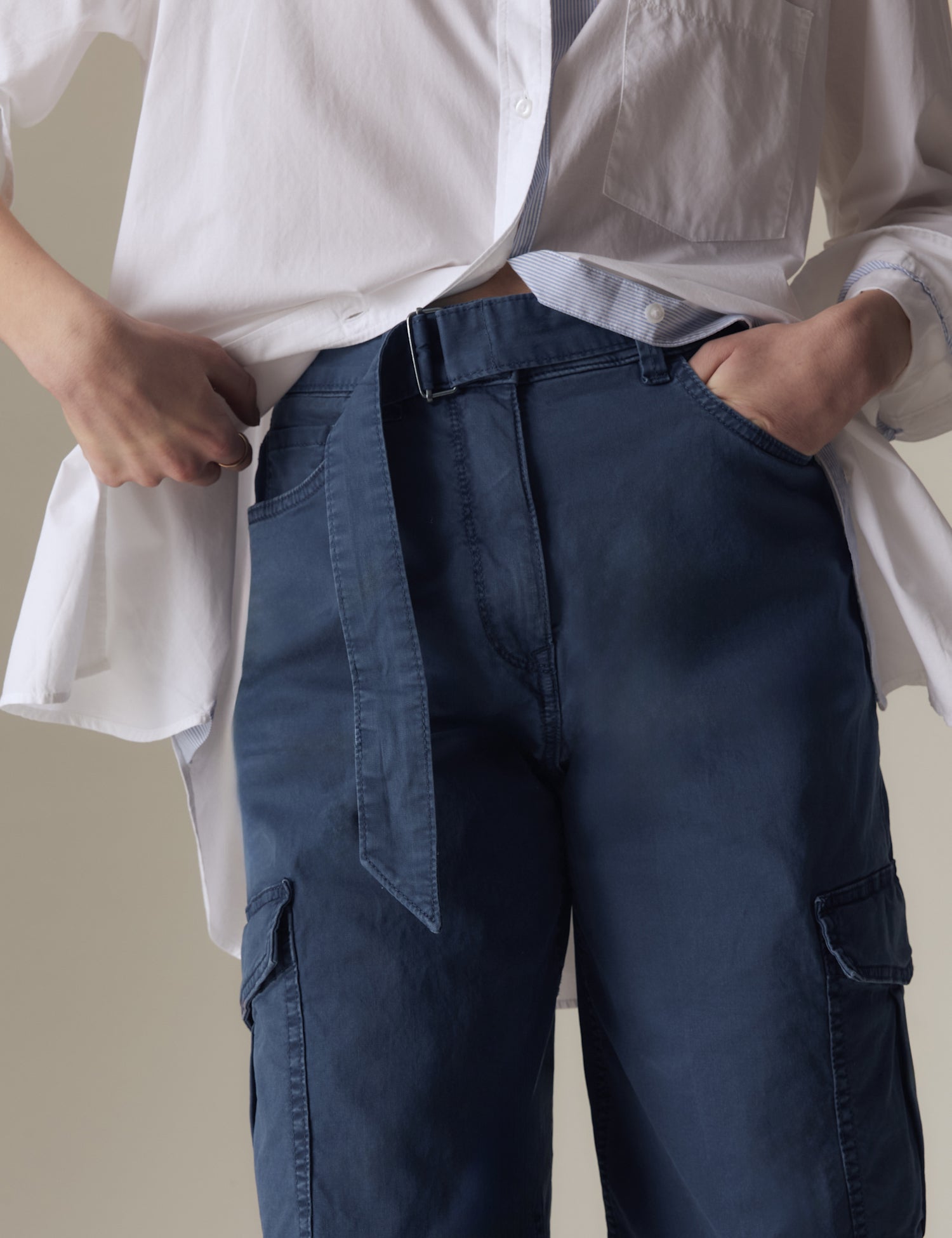Cotton Rich Cargo Wide Leg Trousers