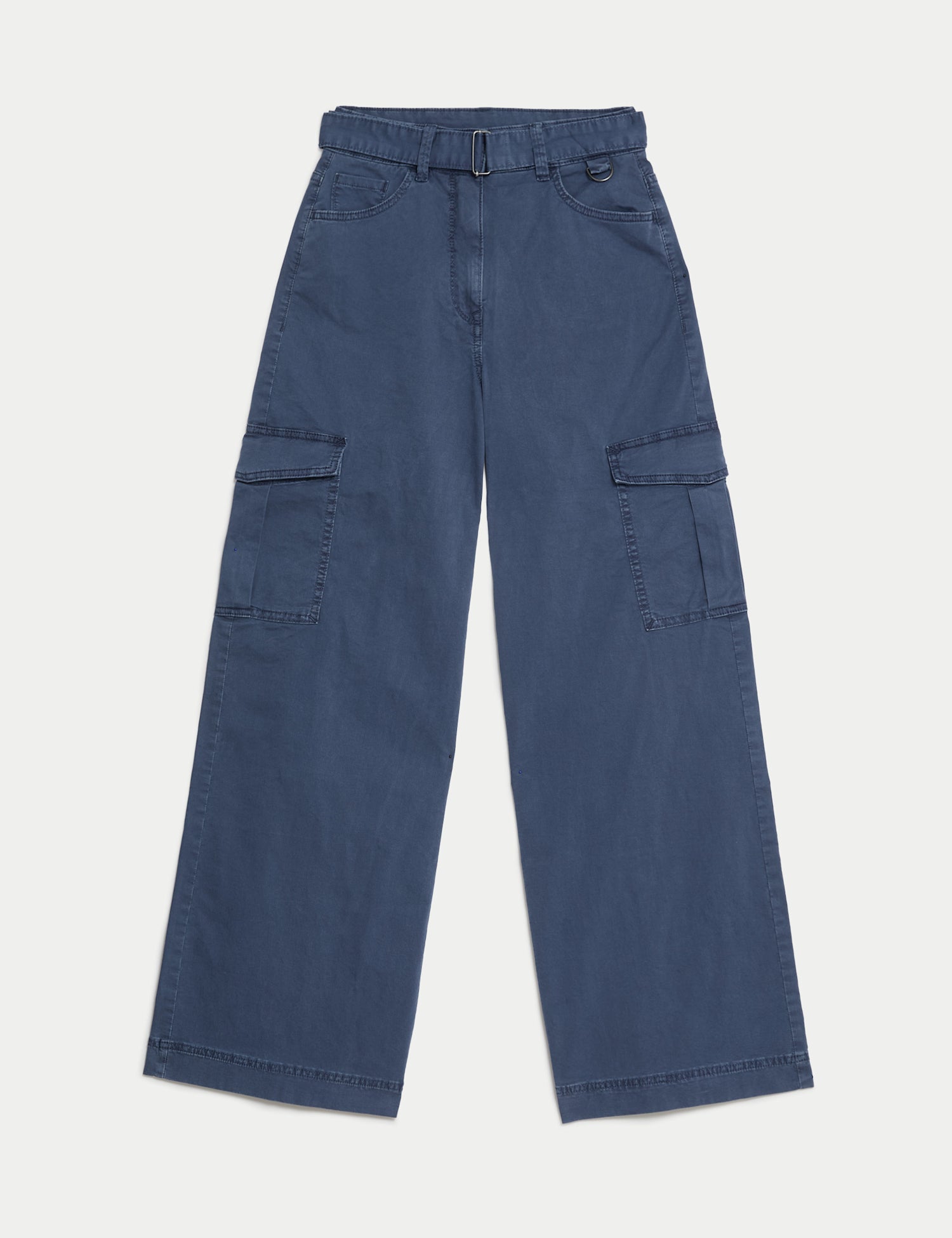Cotton Rich Cargo Wide Leg Trousers