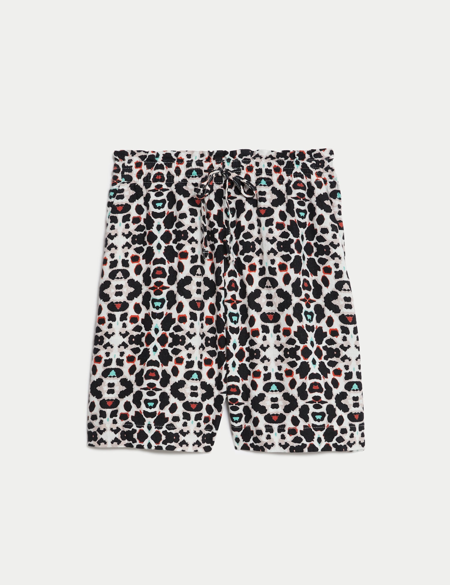 Linen Rich Leopard Print Shorts