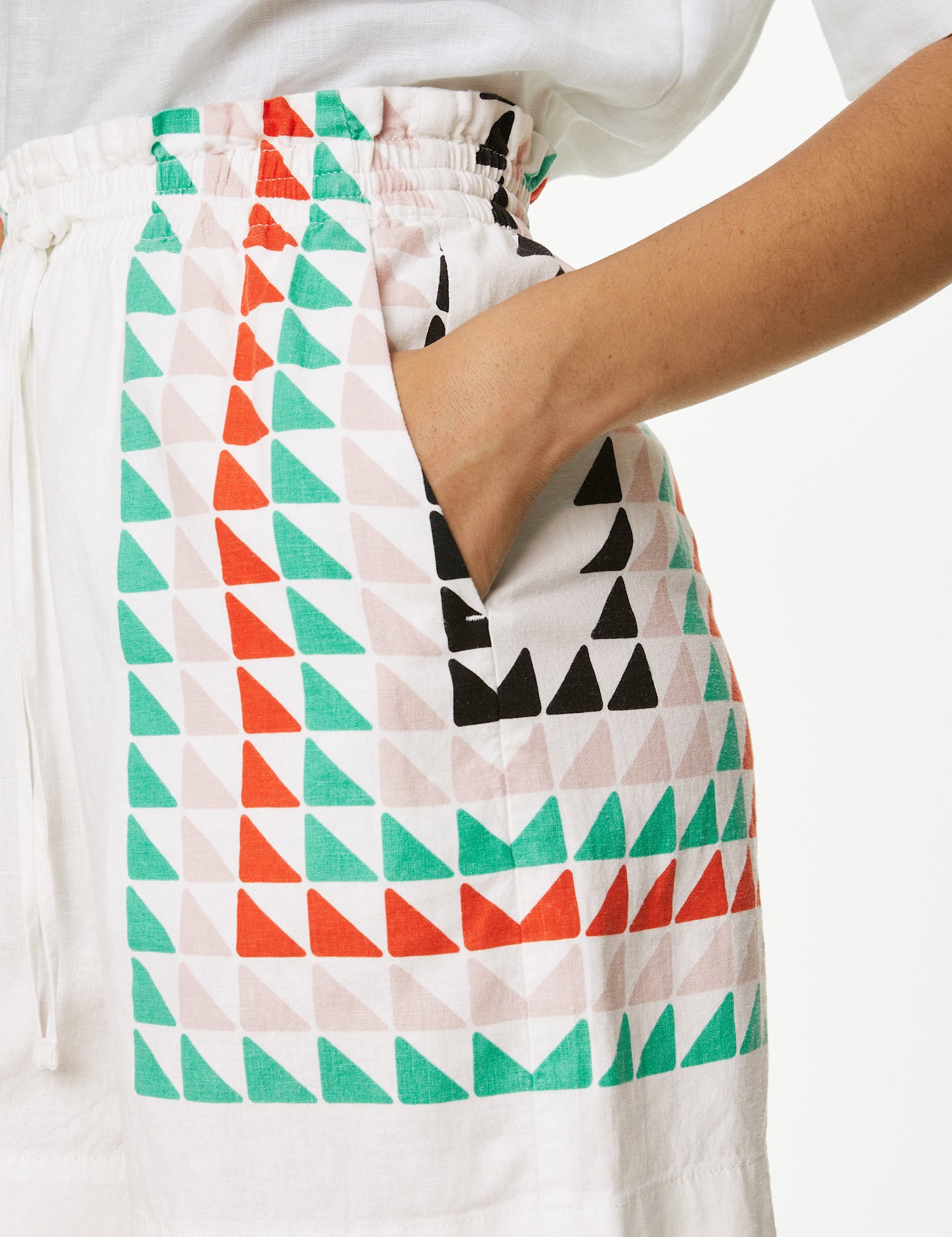 Linen Rich Geometric Shorts