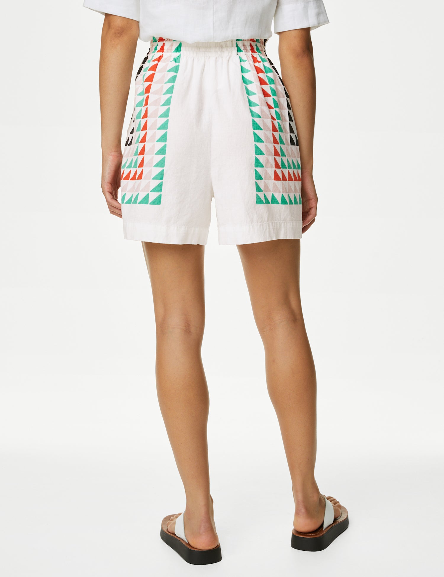 Linen Rich Geometric Shorts