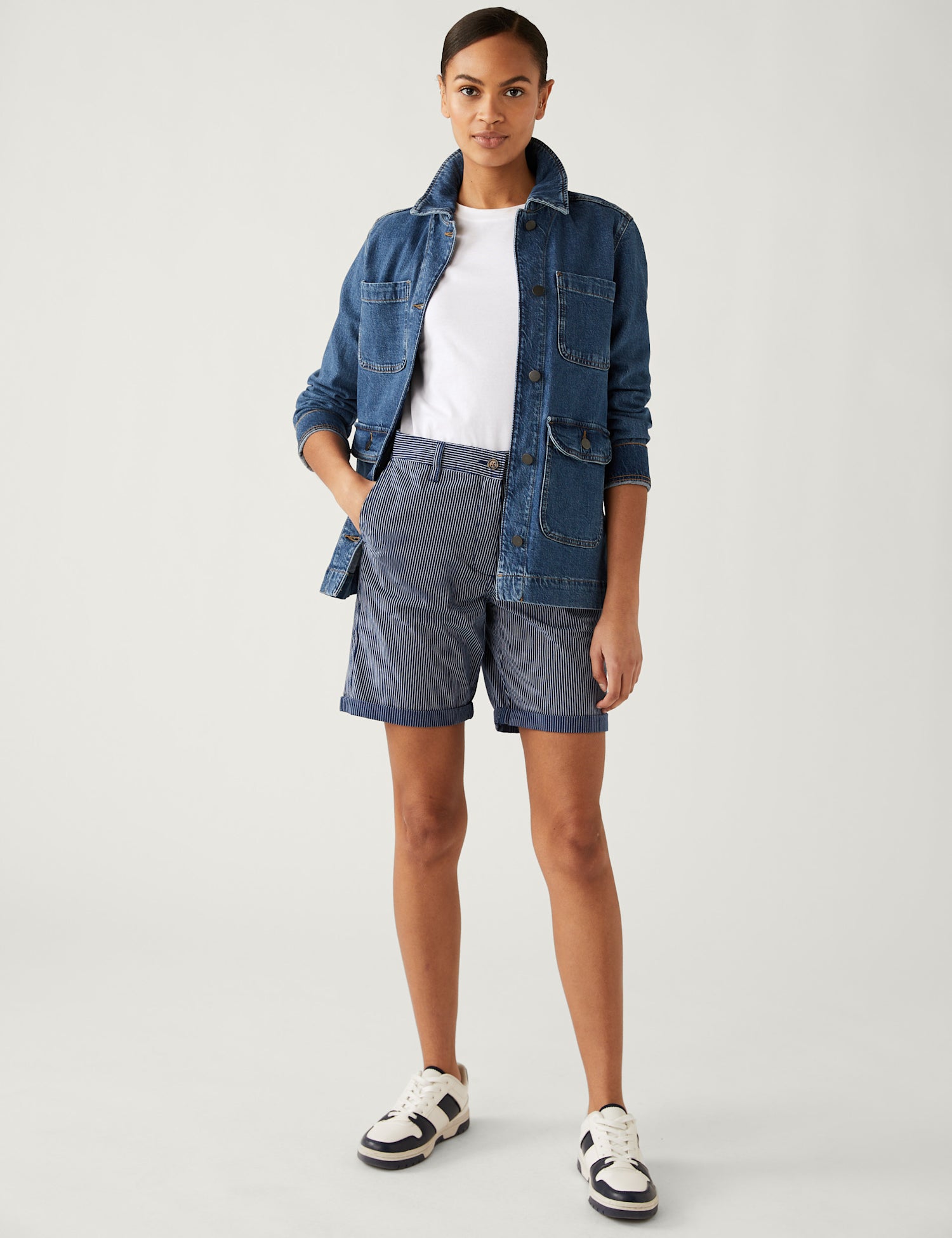 Cotton Rich Striped Chino Shorts