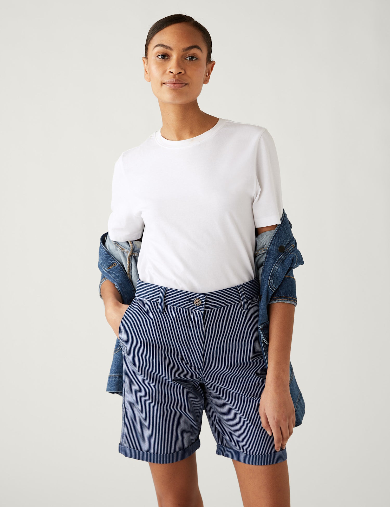 Cotton Rich Striped Chino Shorts
