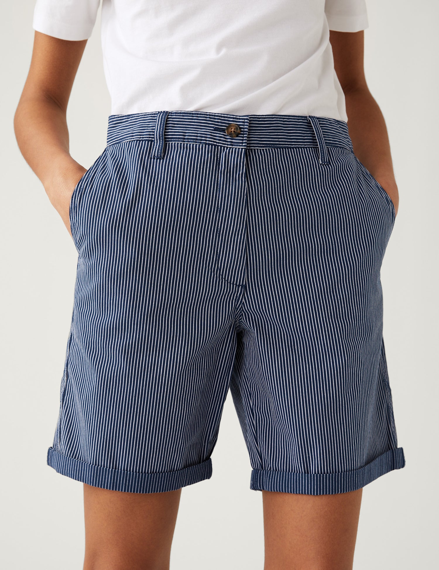 Cotton Rich Striped Chino Shorts