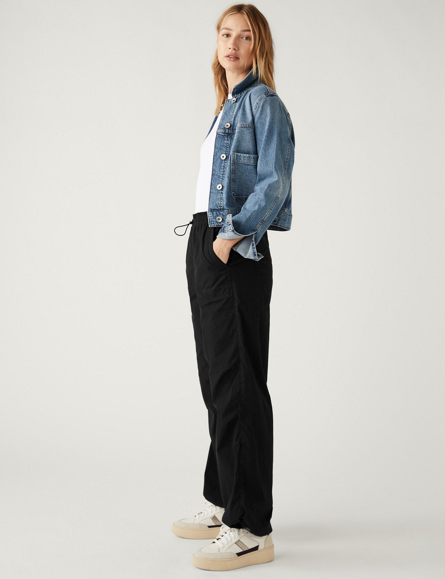 Pure Cotton Cuffed Parachute Trousers