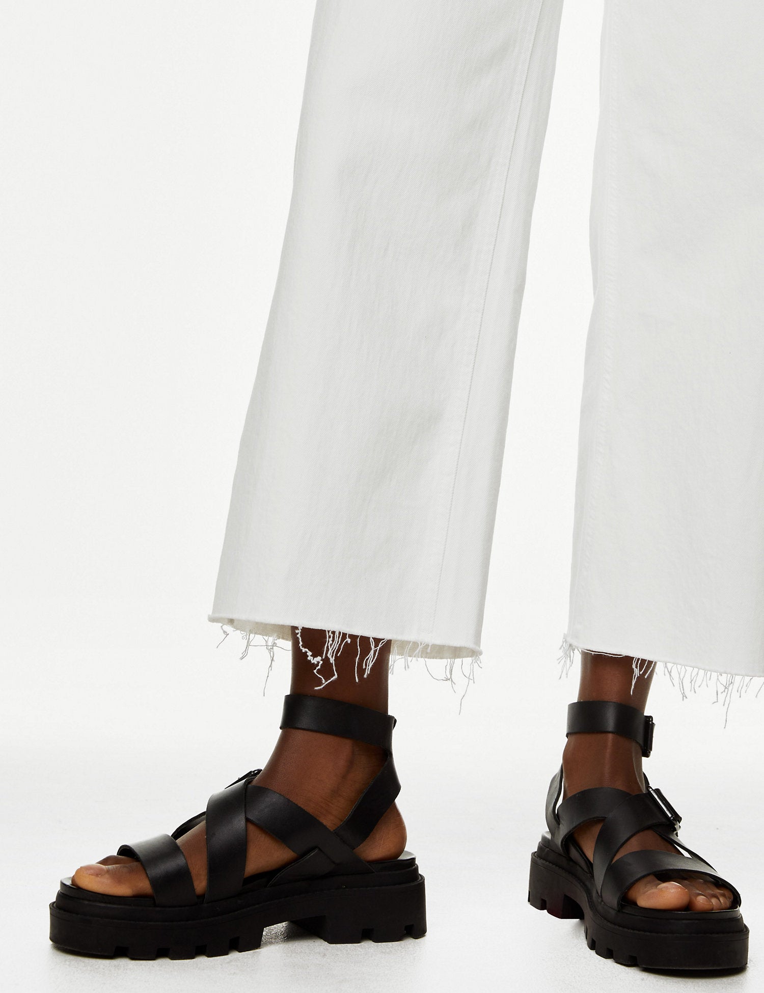 High Waisted Wide Leg Ankle Grazer Jeans