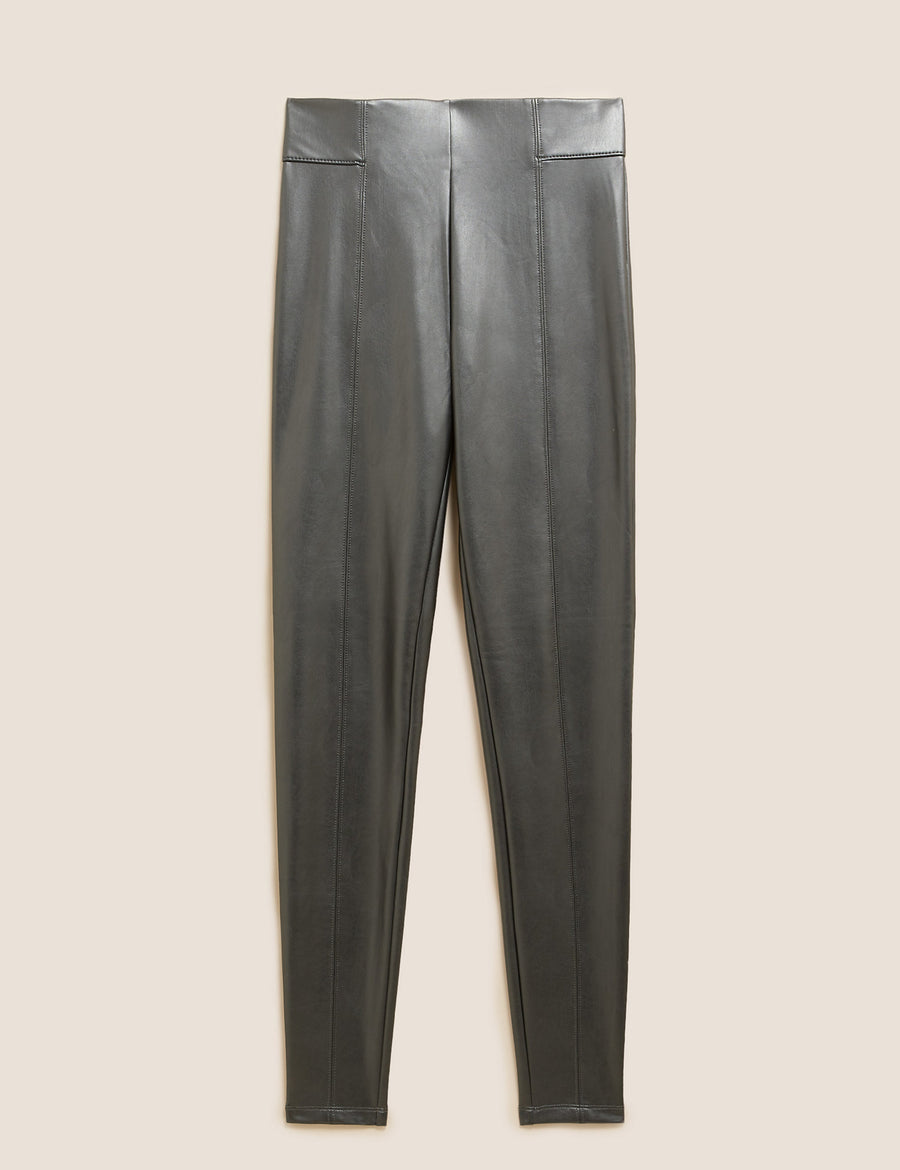 Leather Look High Waisted Leggings