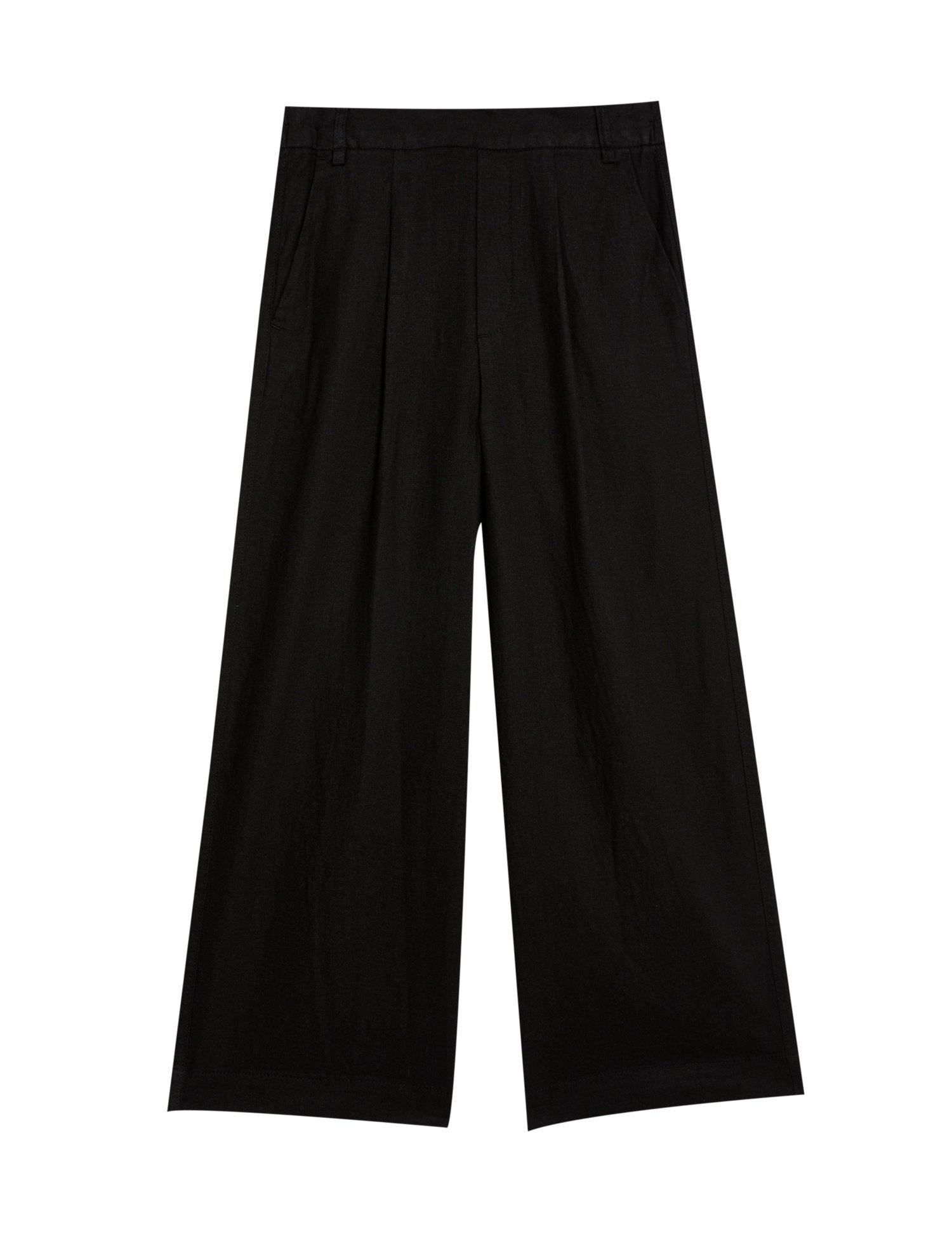 Linen Rich Wide Leg Cropped Trousers