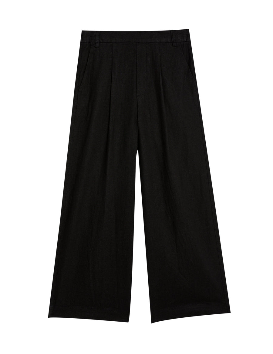 Linen Rich Wide Leg Cropped Trousers