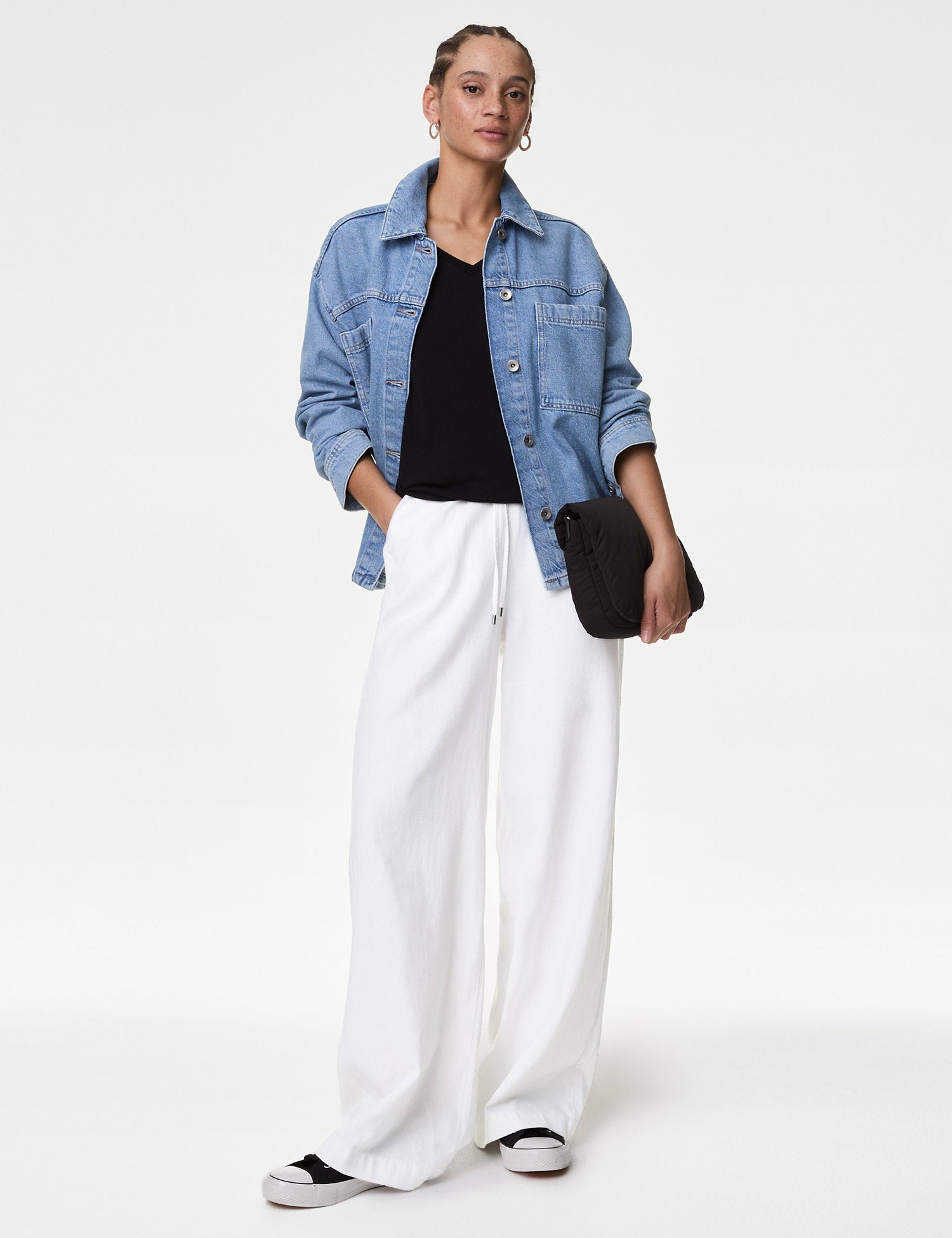 Linen Rich Wide Leg Trousers