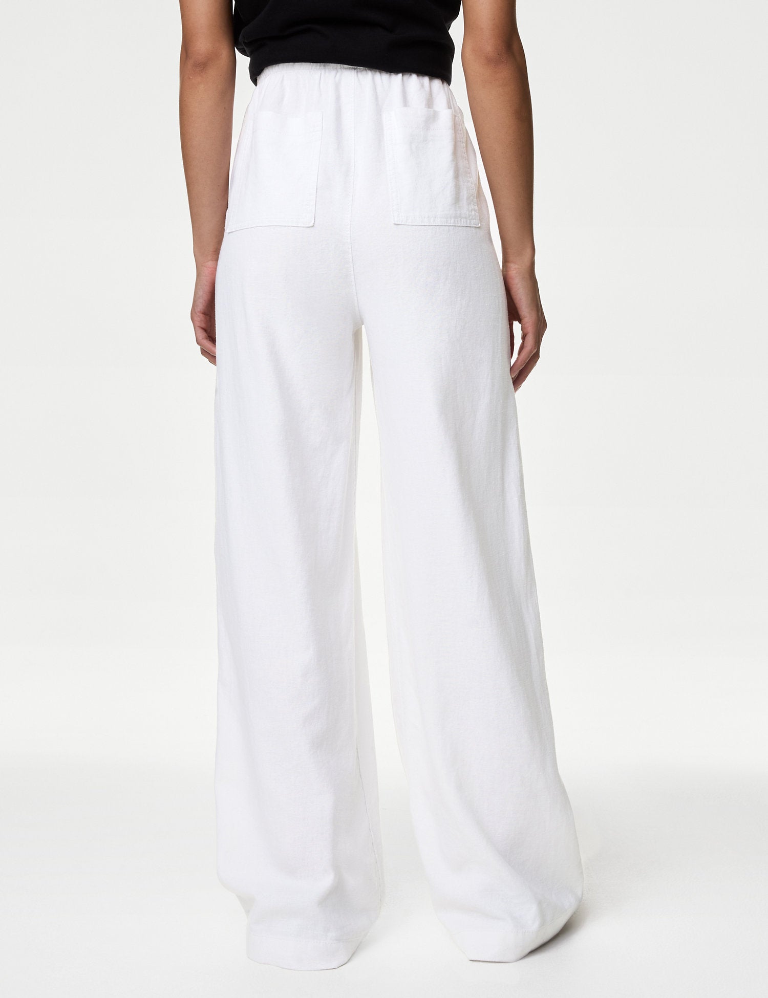 Linen Rich Wide Leg Trousers