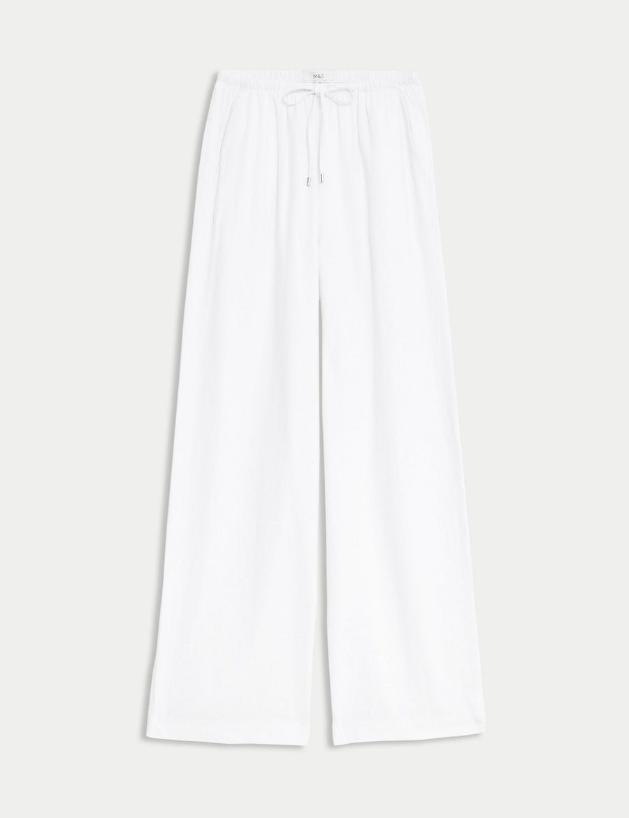 Linen Rich Wide Leg Trousers