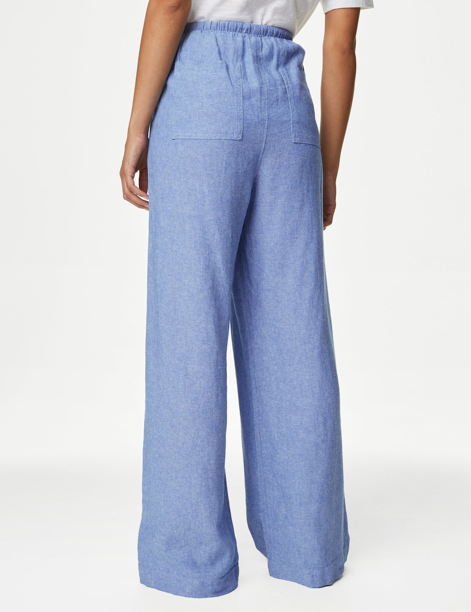 Linen Blend Wide Leg Trousers