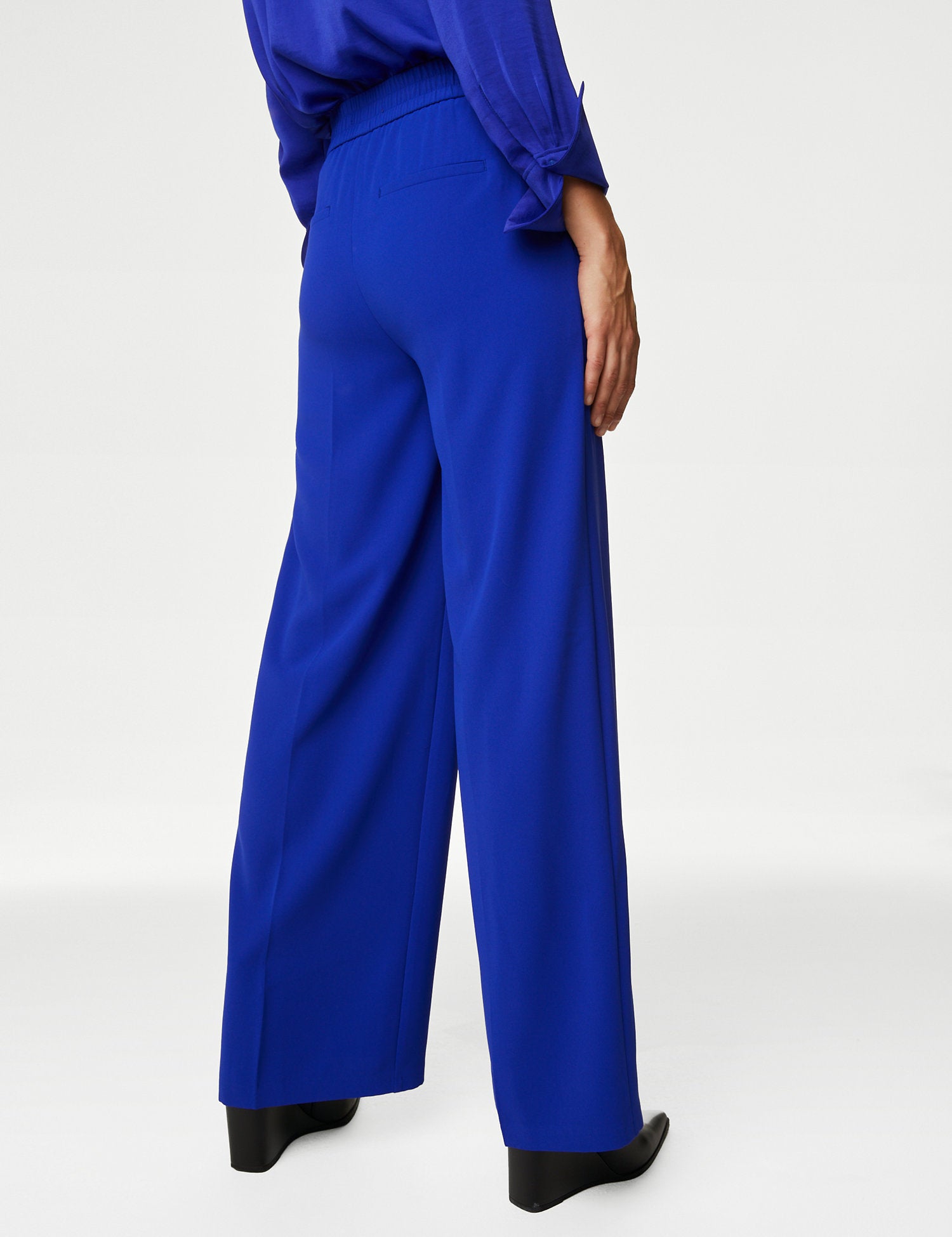 Crepe Drawstring Wide Leg Trousers