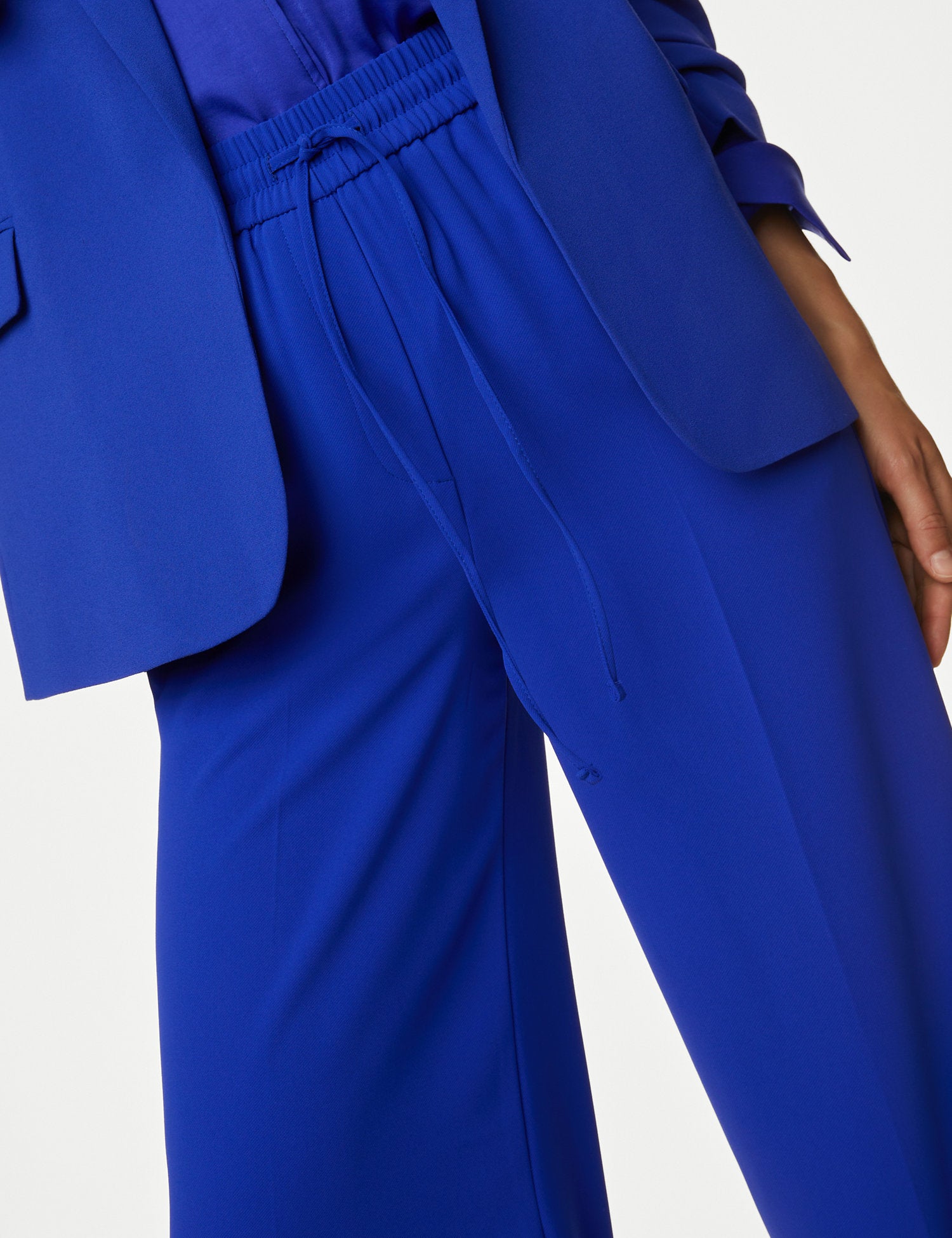 Crepe Drawstring Wide Leg Trousers